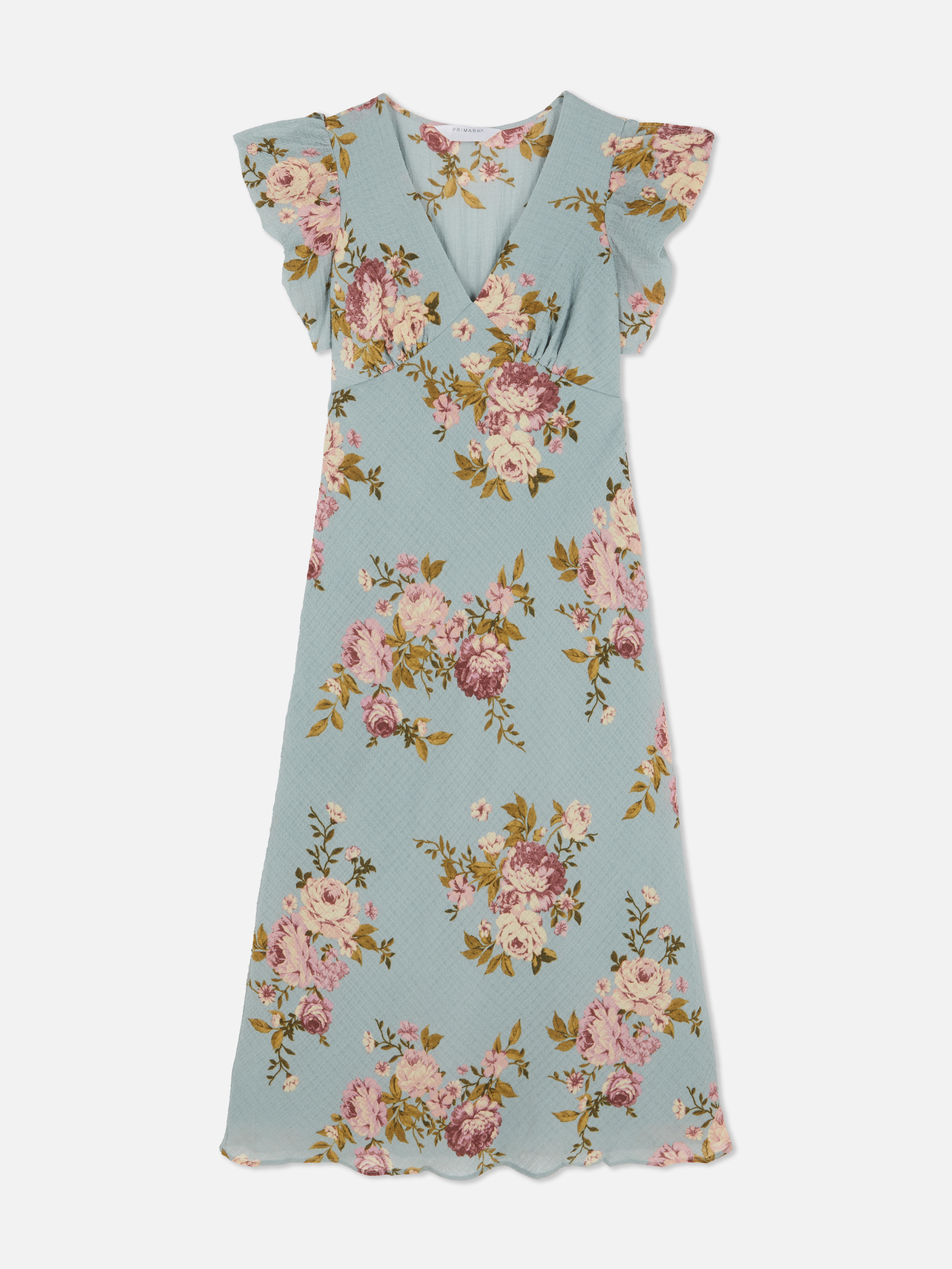 Krepp-Midikleid mit Blumenmuster