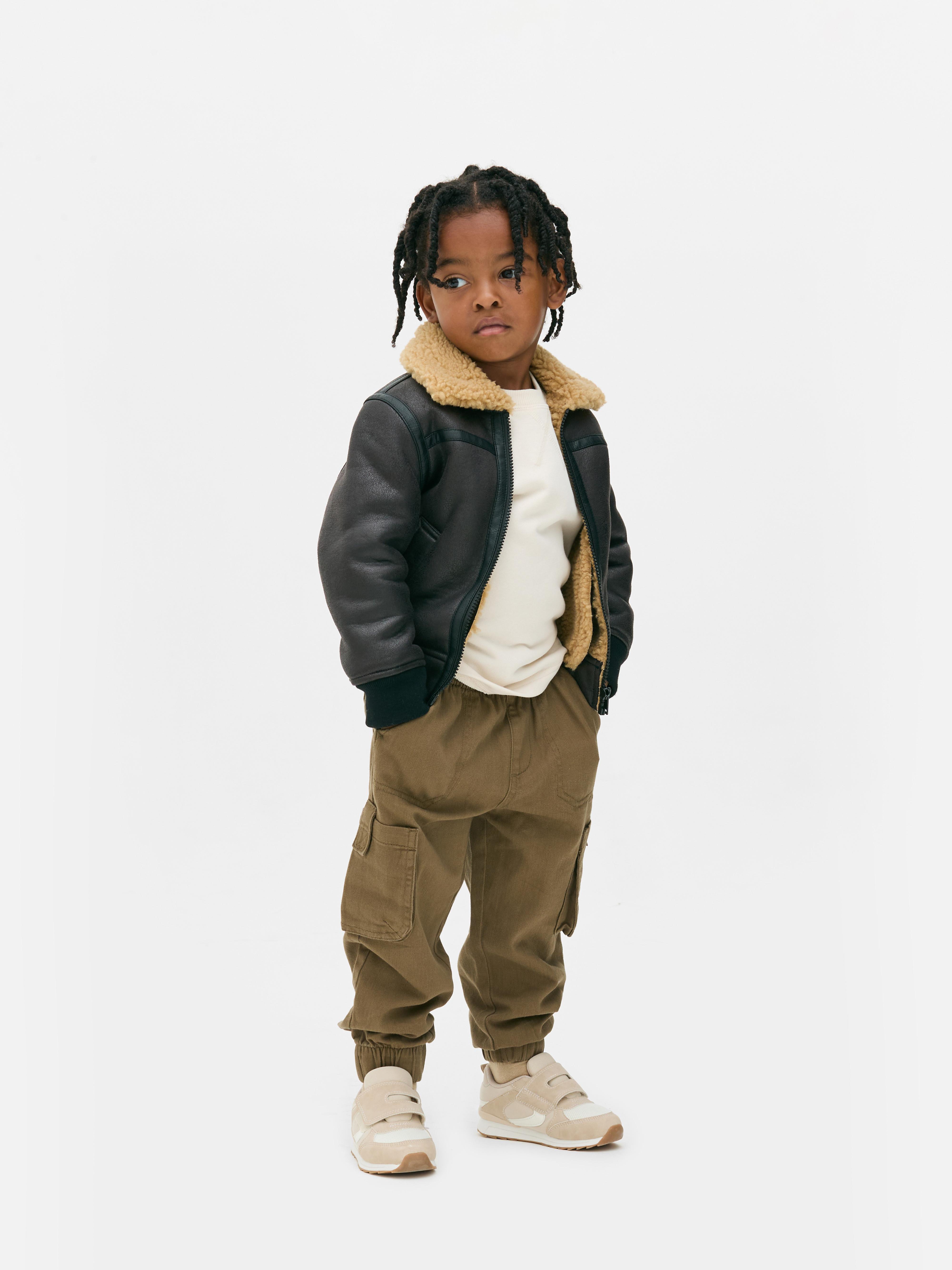 18 mois–7 ans | Veste en simili cuir à col effet mouton retourné