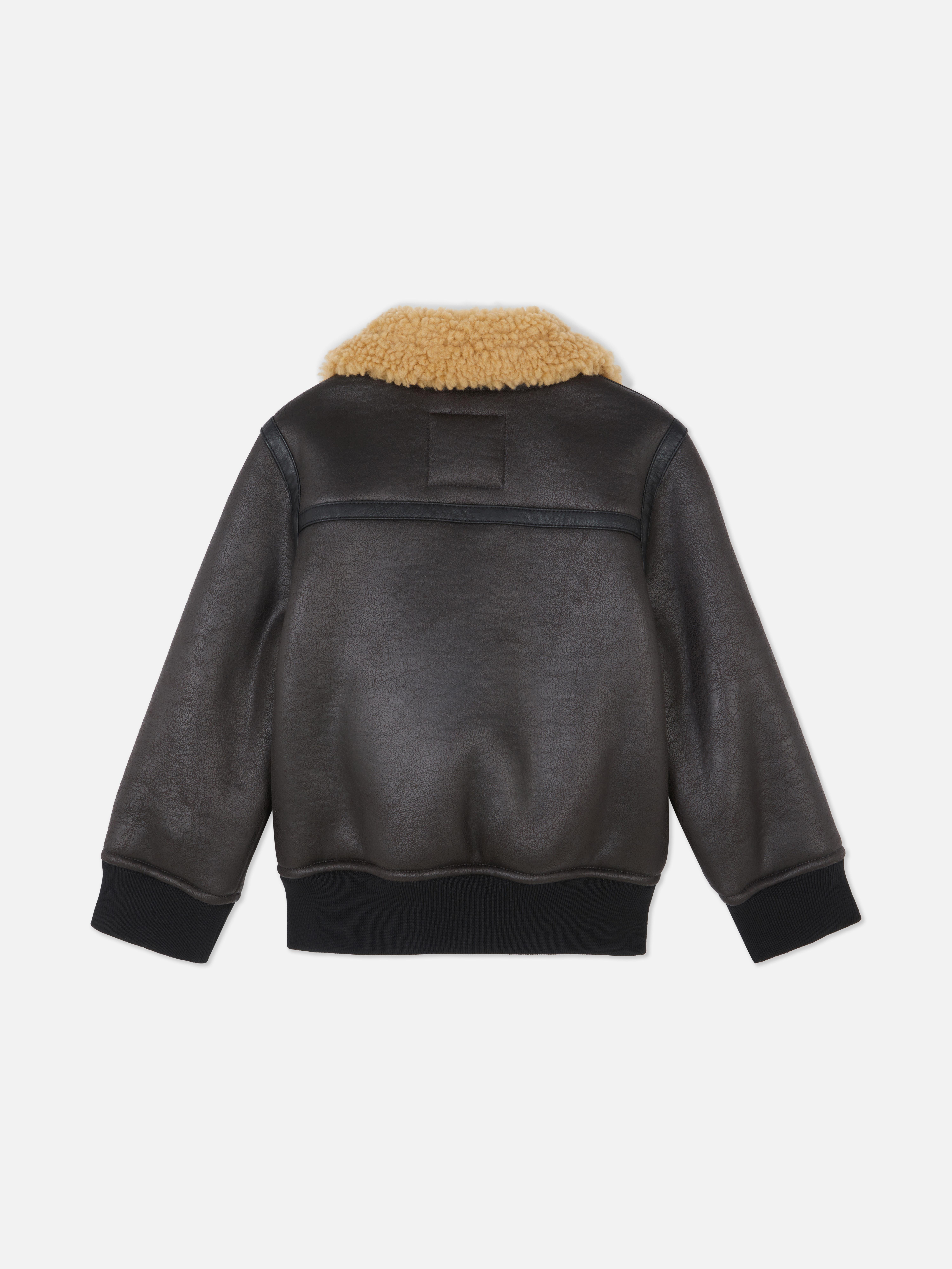 18 mois–7 ans | Veste en simili cuir à col effet mouton retourné