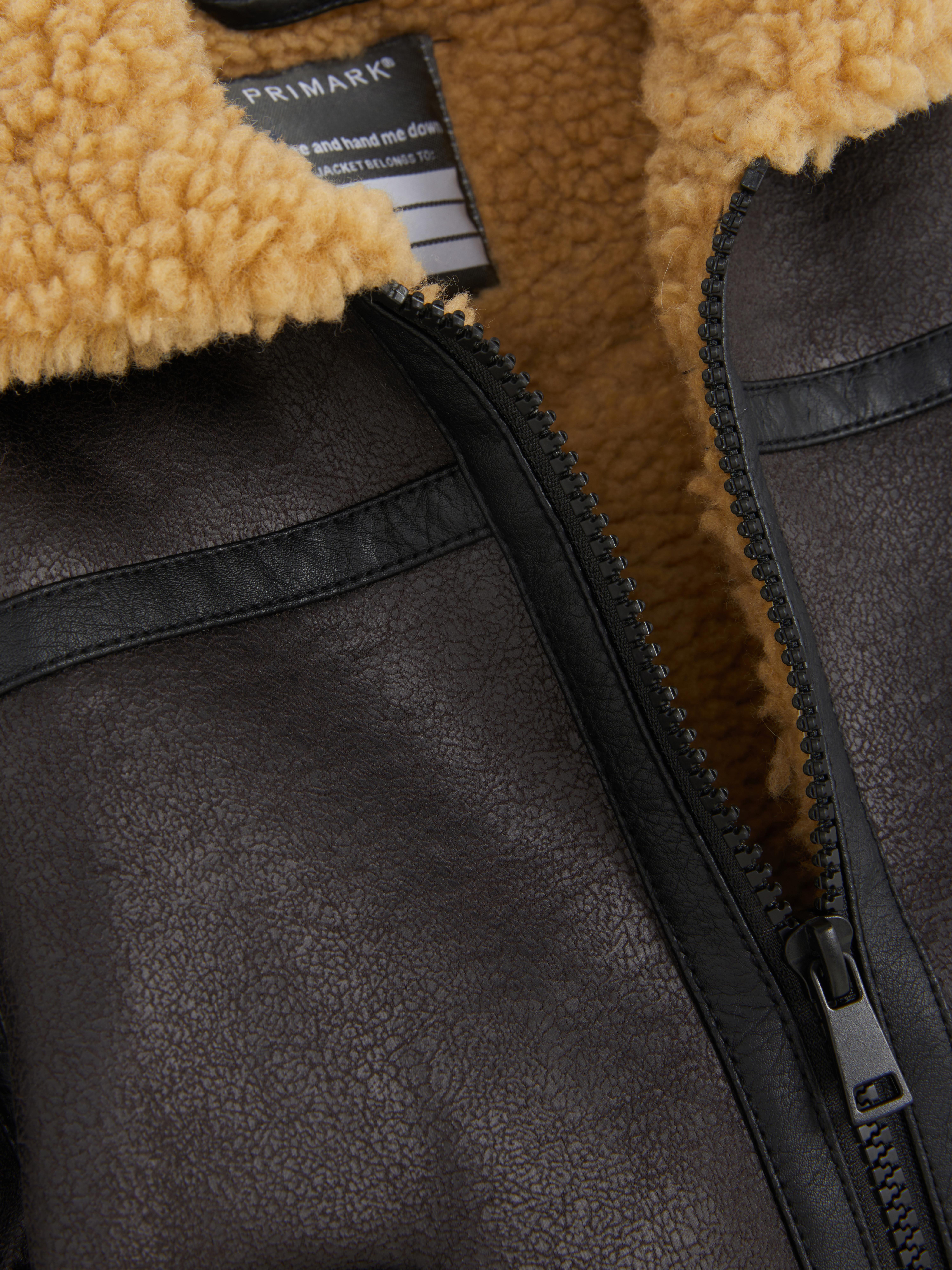 18 mois–7 ans | Veste en simili cuir à col effet mouton retourné