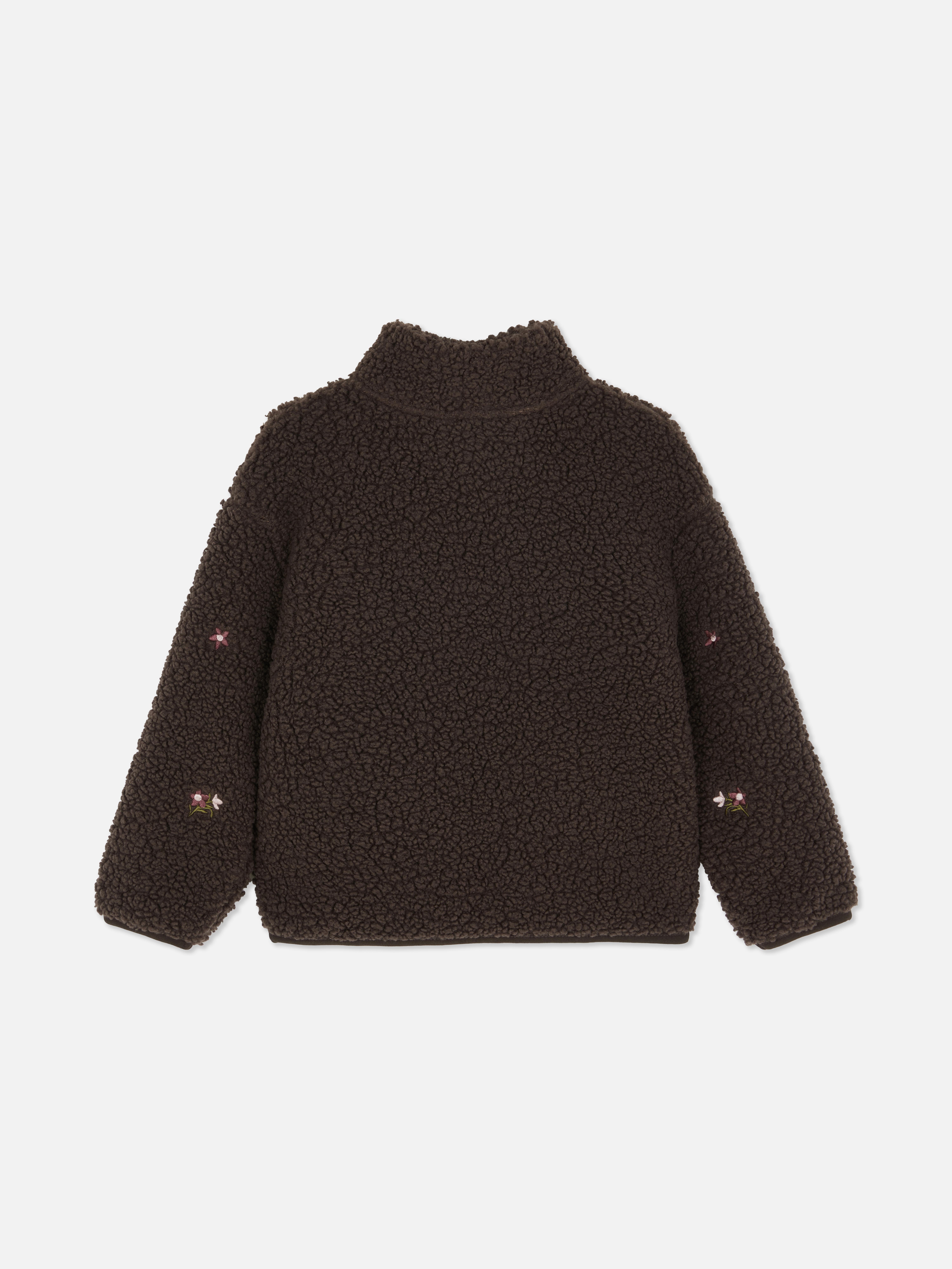 1.5-8yrs | Borg Embroidered Funnel Neck Sweatshirt