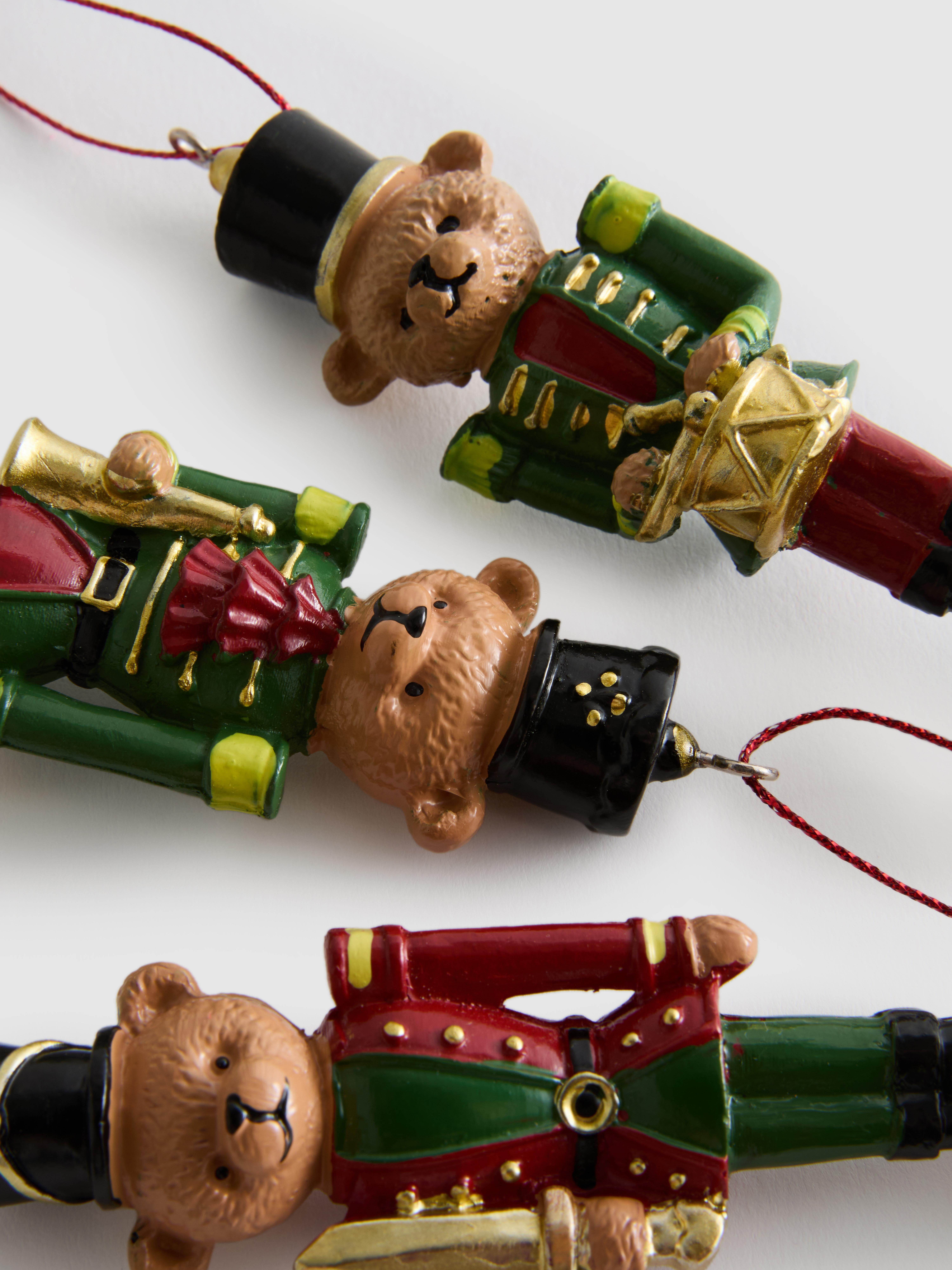 3pk Teddybear Nutcracker Christmas Decorations