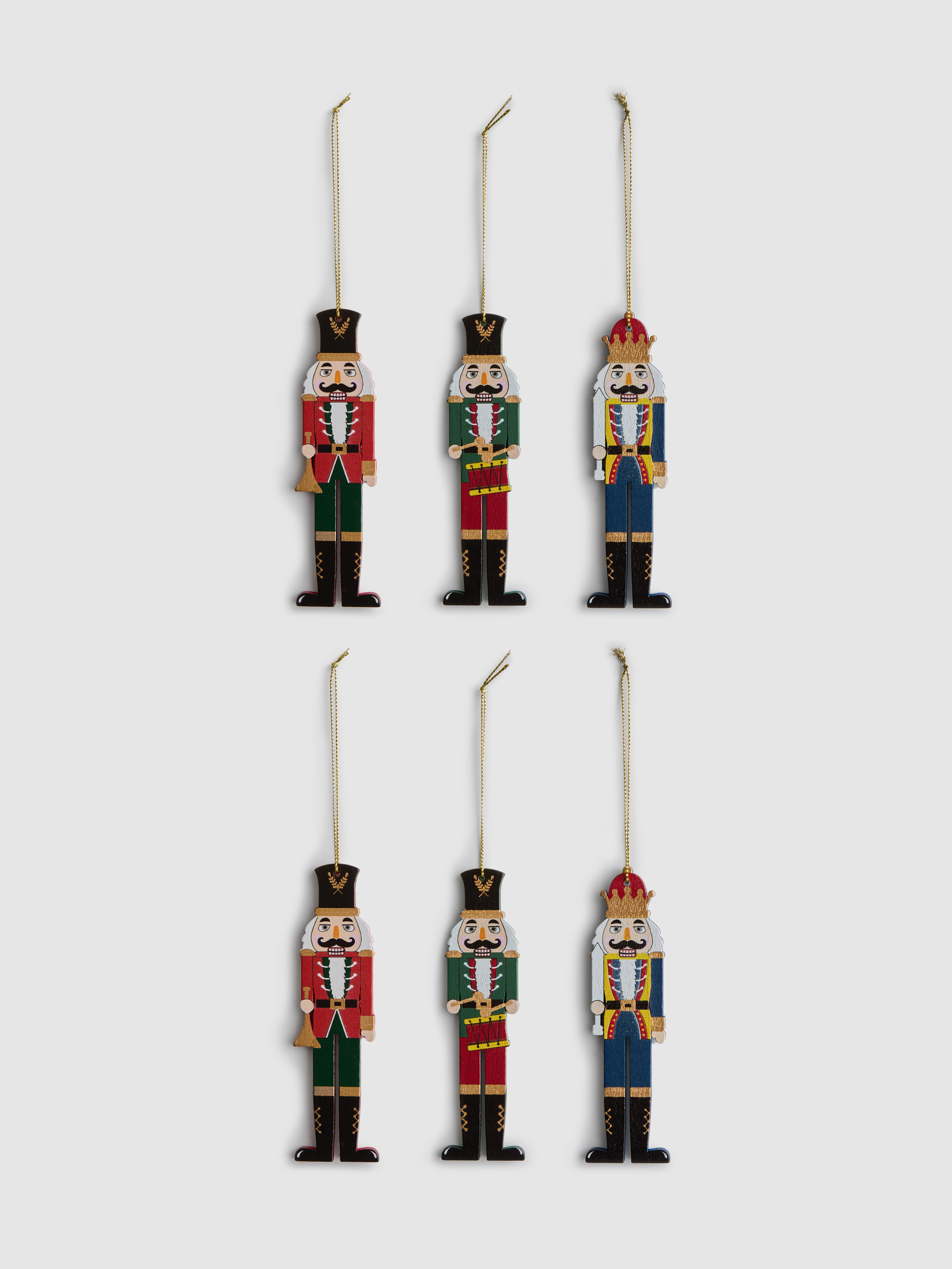 Nussknacker-Weihnachtsdekorationen zum Aufhängen, 6er-Pack
