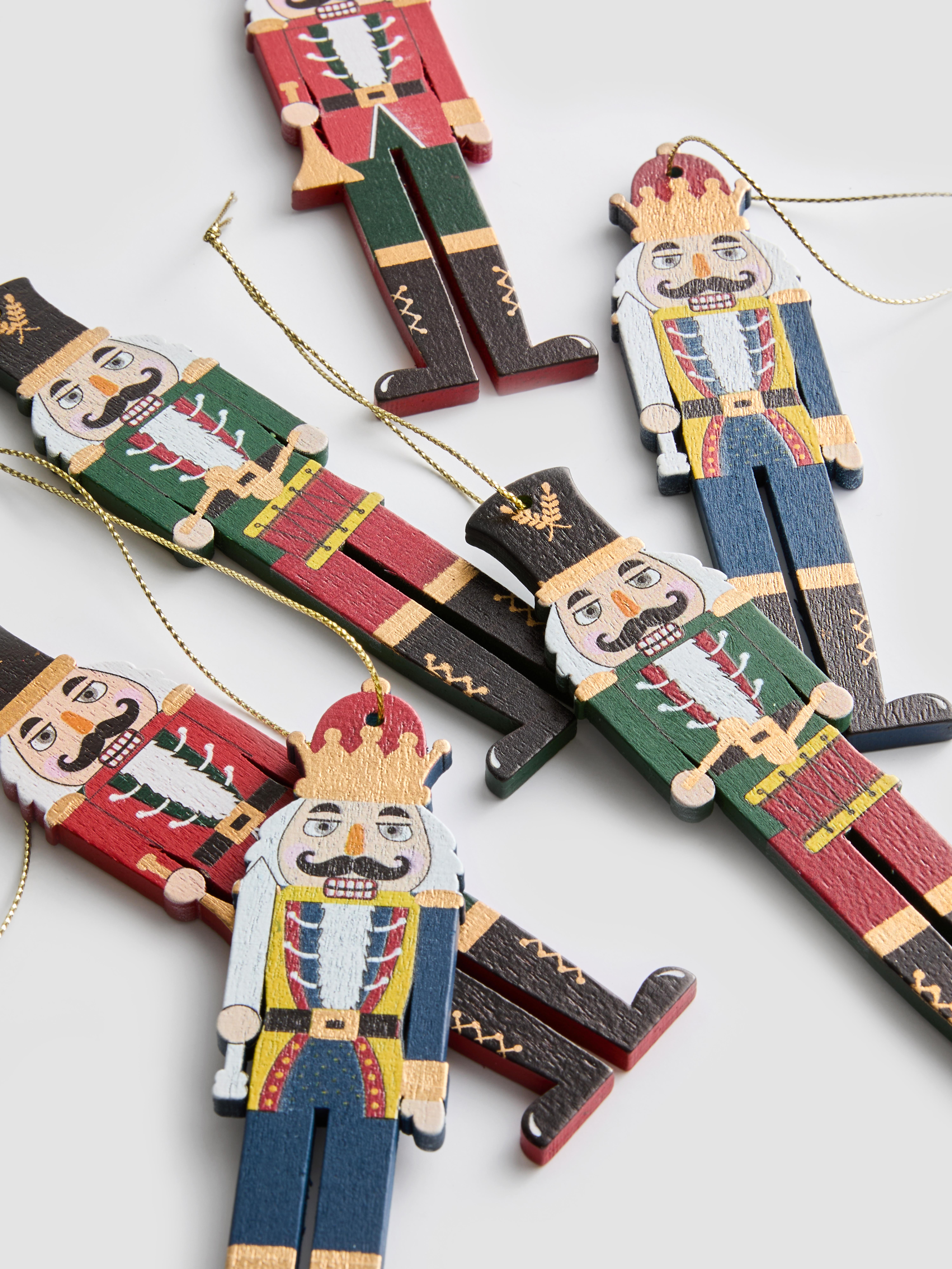 Nussknacker-Weihnachtsdekorationen zum Aufhängen, 6er-Pack