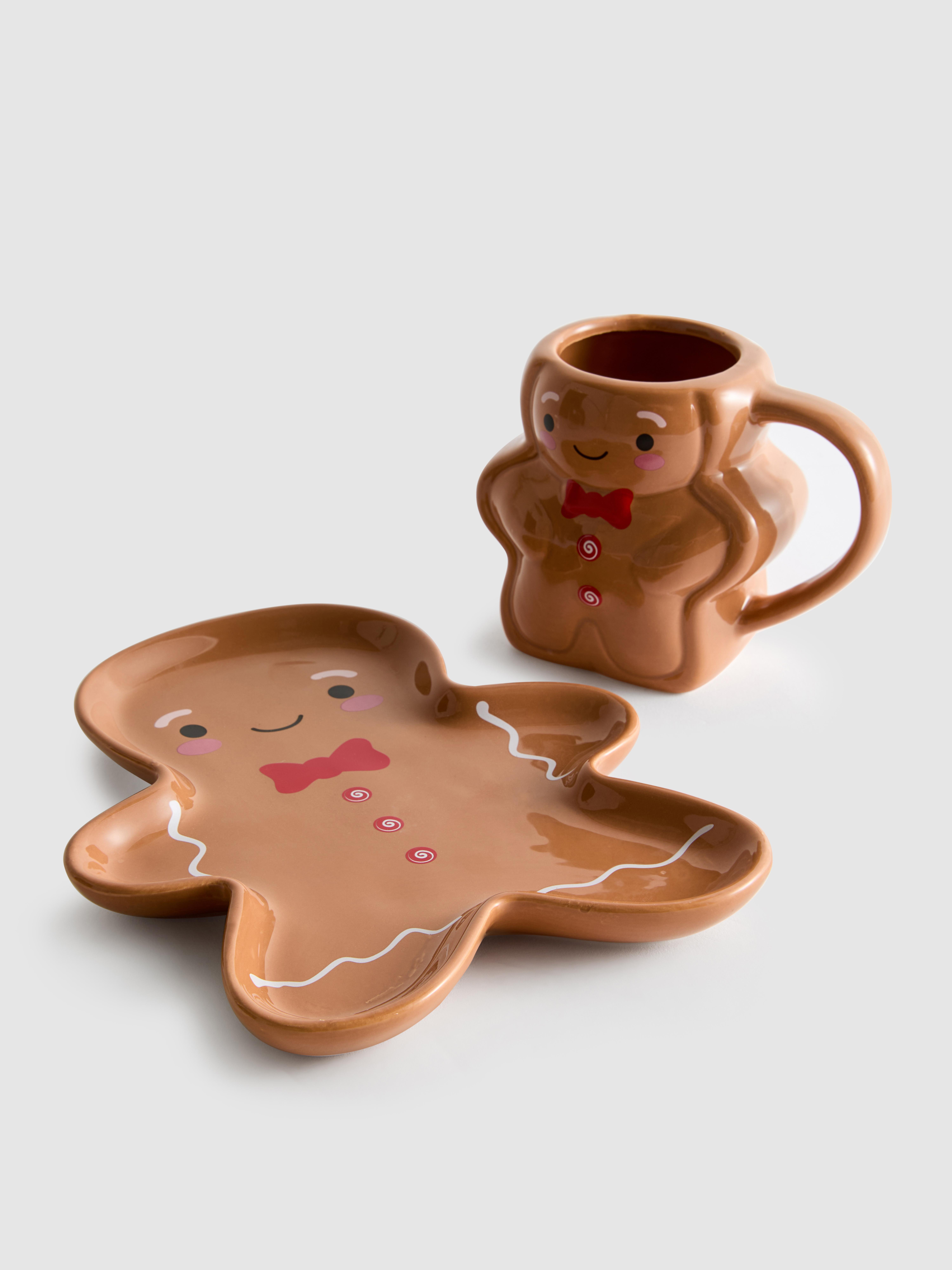 Set van mok en bordje peperkoekmannetje