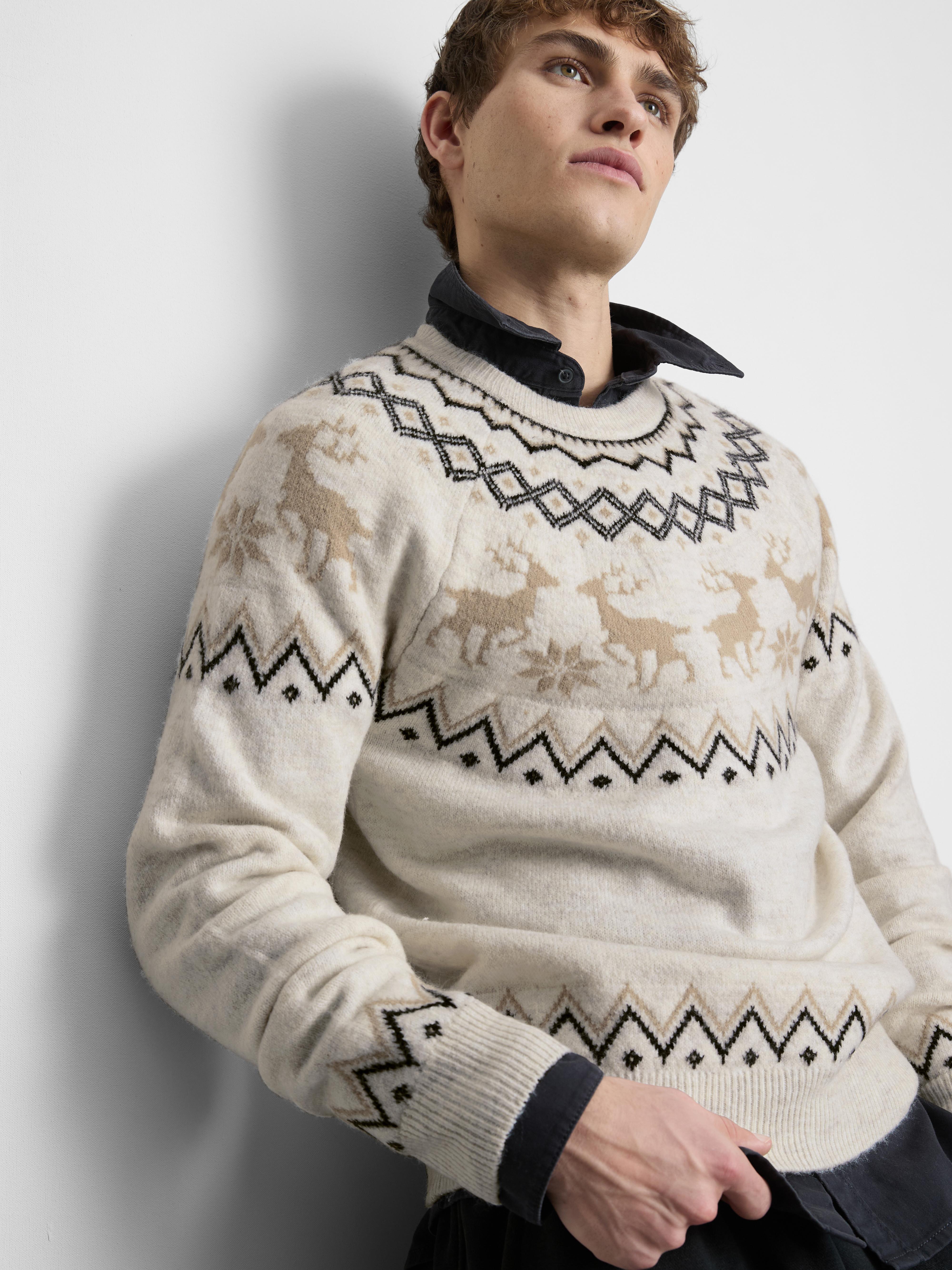 Fairisle-kersttrui met rendierontwerp voor heren