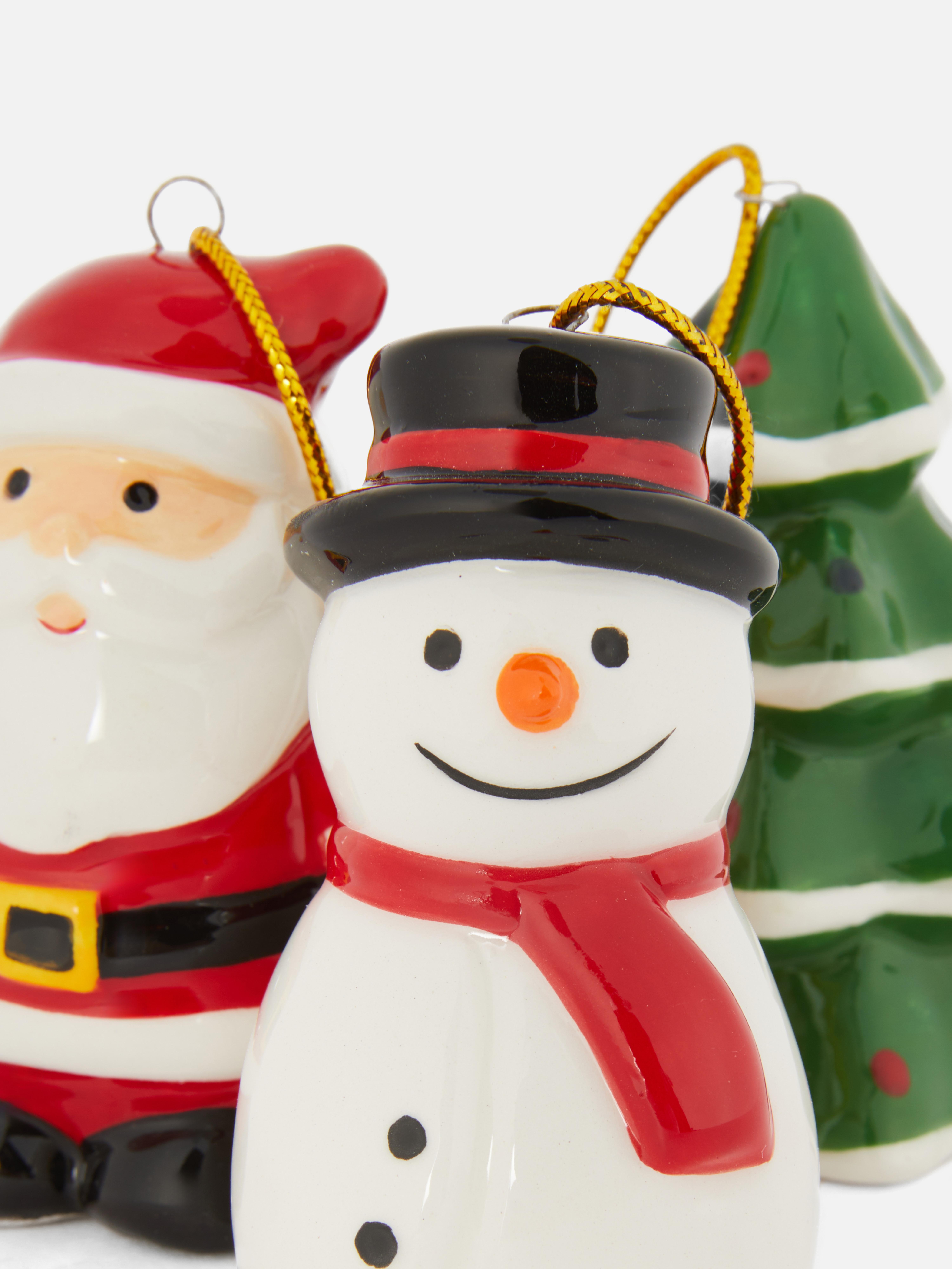 Ceramiczne wiszące ozdoby świąteczne, 3 szt.