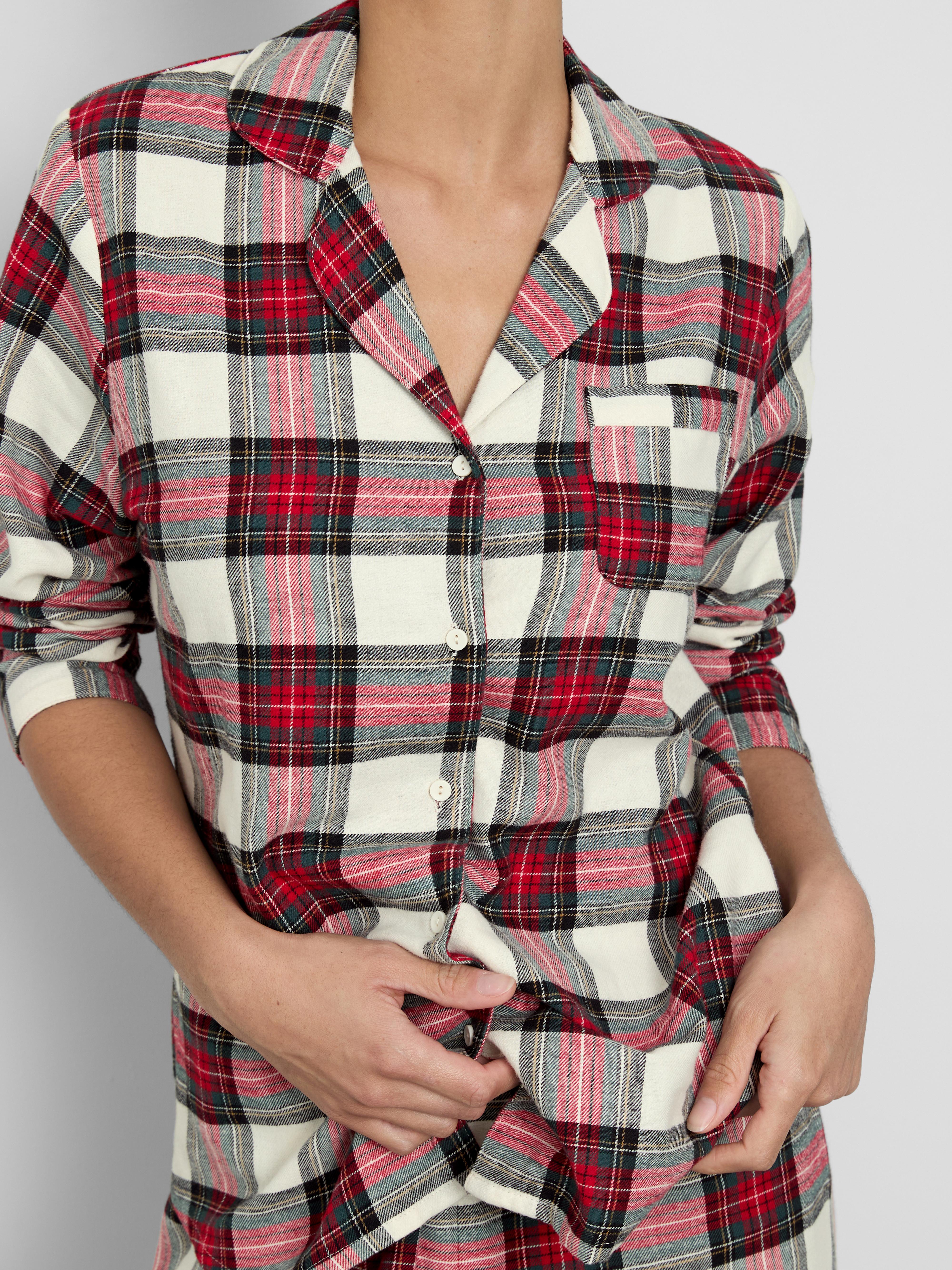 Pigiama natalizio da donna a quadri in puro cotone