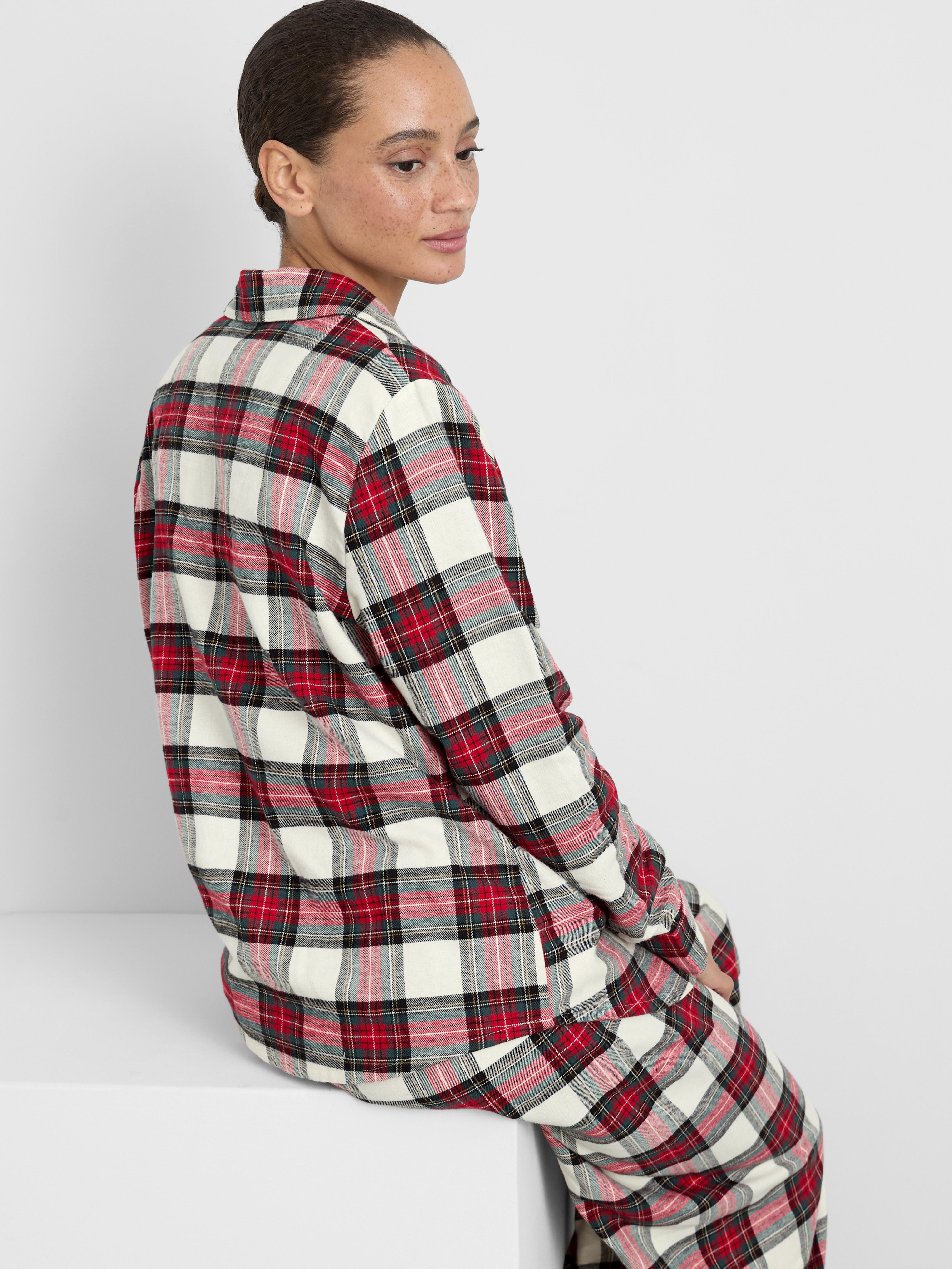 Pigiama natalizio da donna a quadri in puro cotone