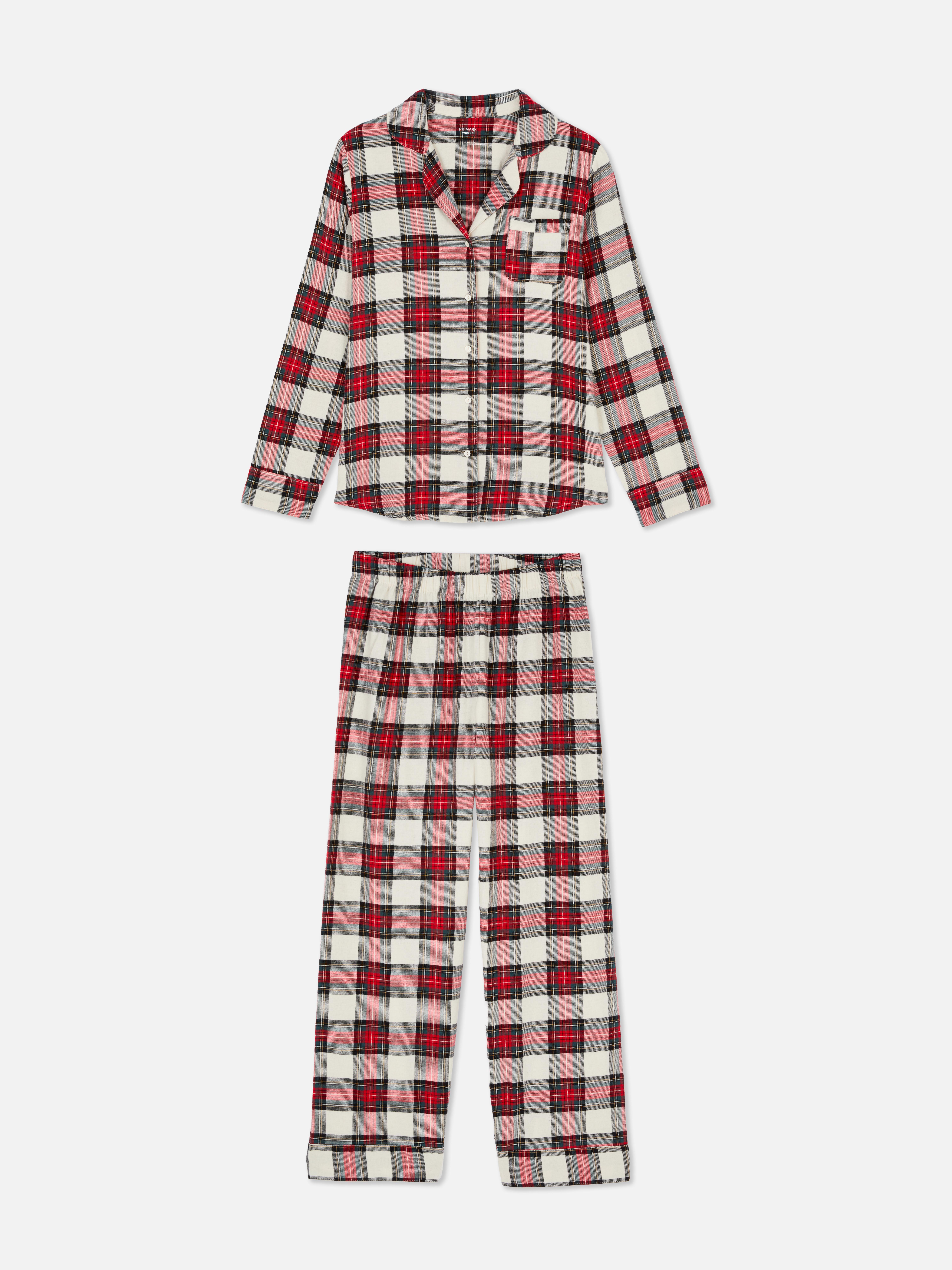 Pigiama natalizio da donna a quadri in puro cotone