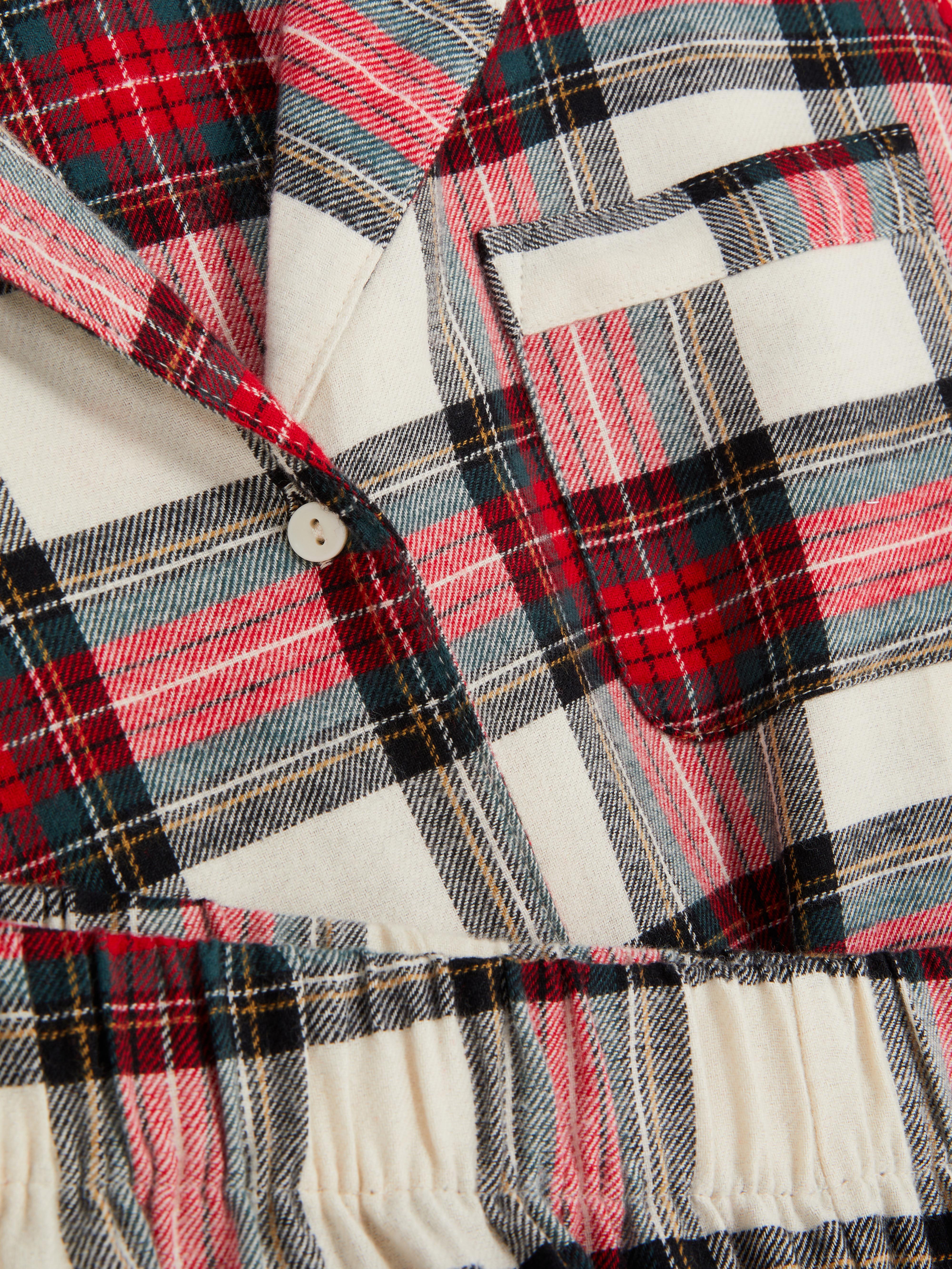 Pigiama natalizio da donna a quadri in puro cotone