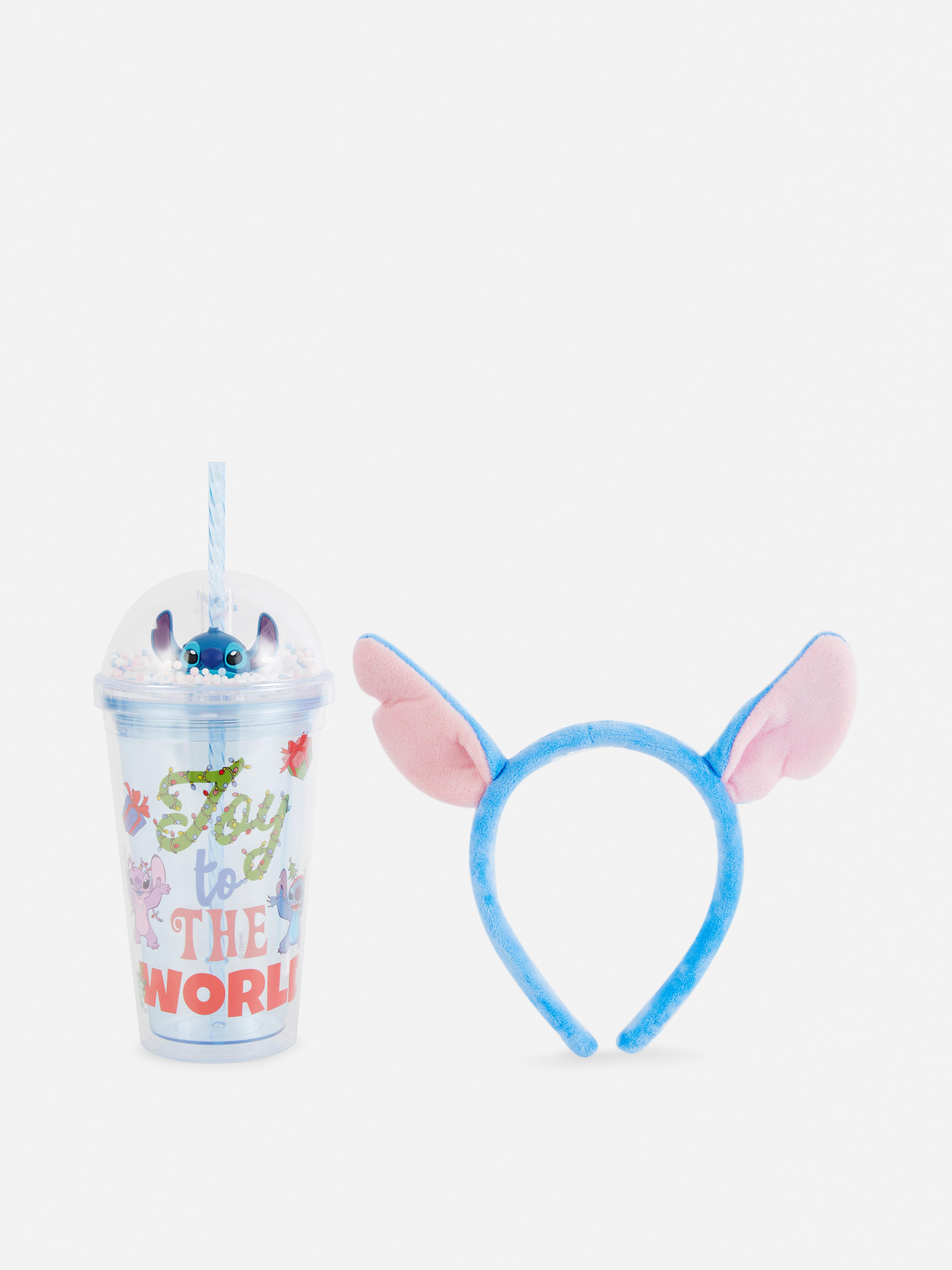 Set de diadema y vaso navideños de Stitch de Disney