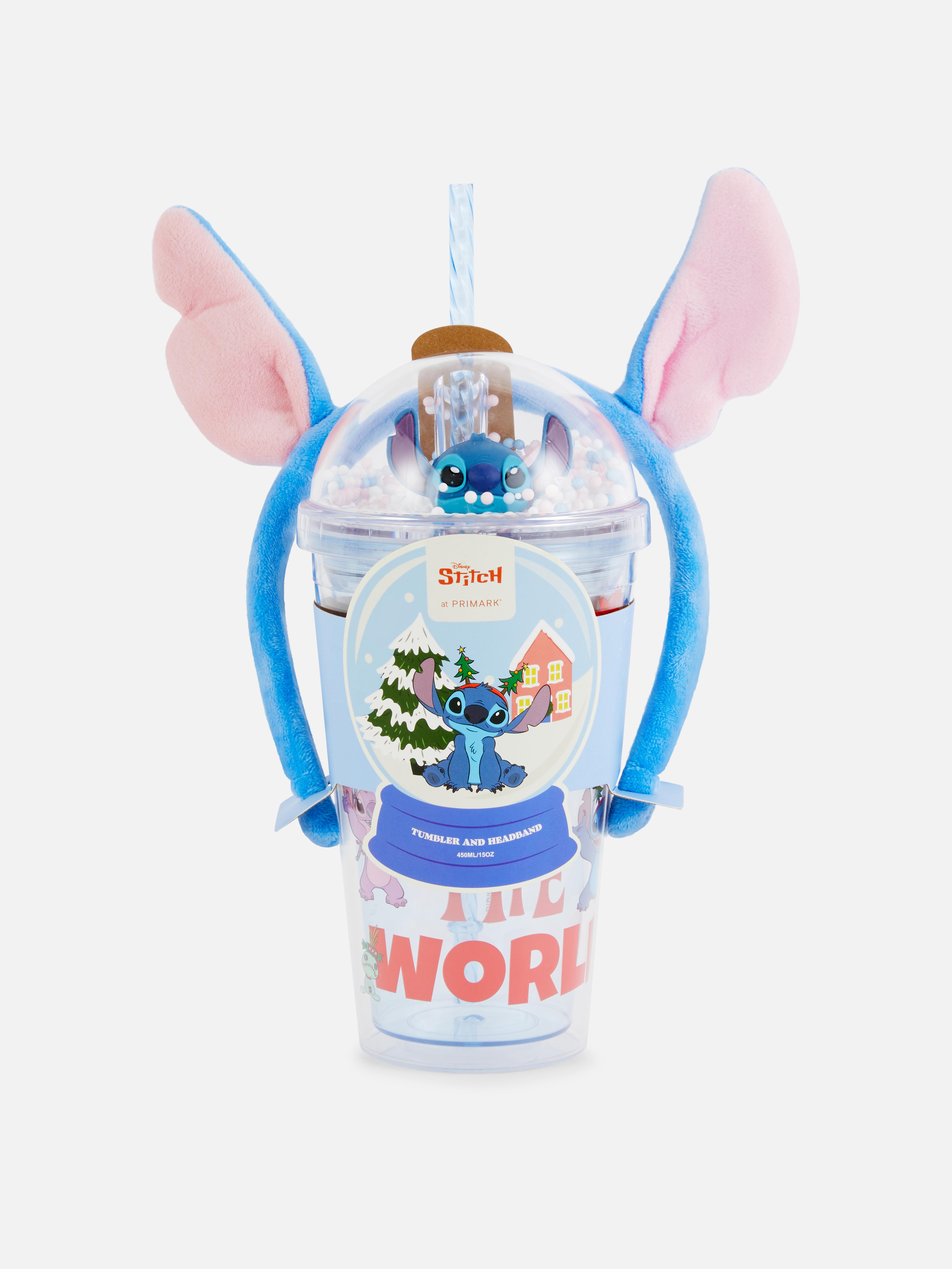 Set de diadema y vaso navideños de Stitch de Disney