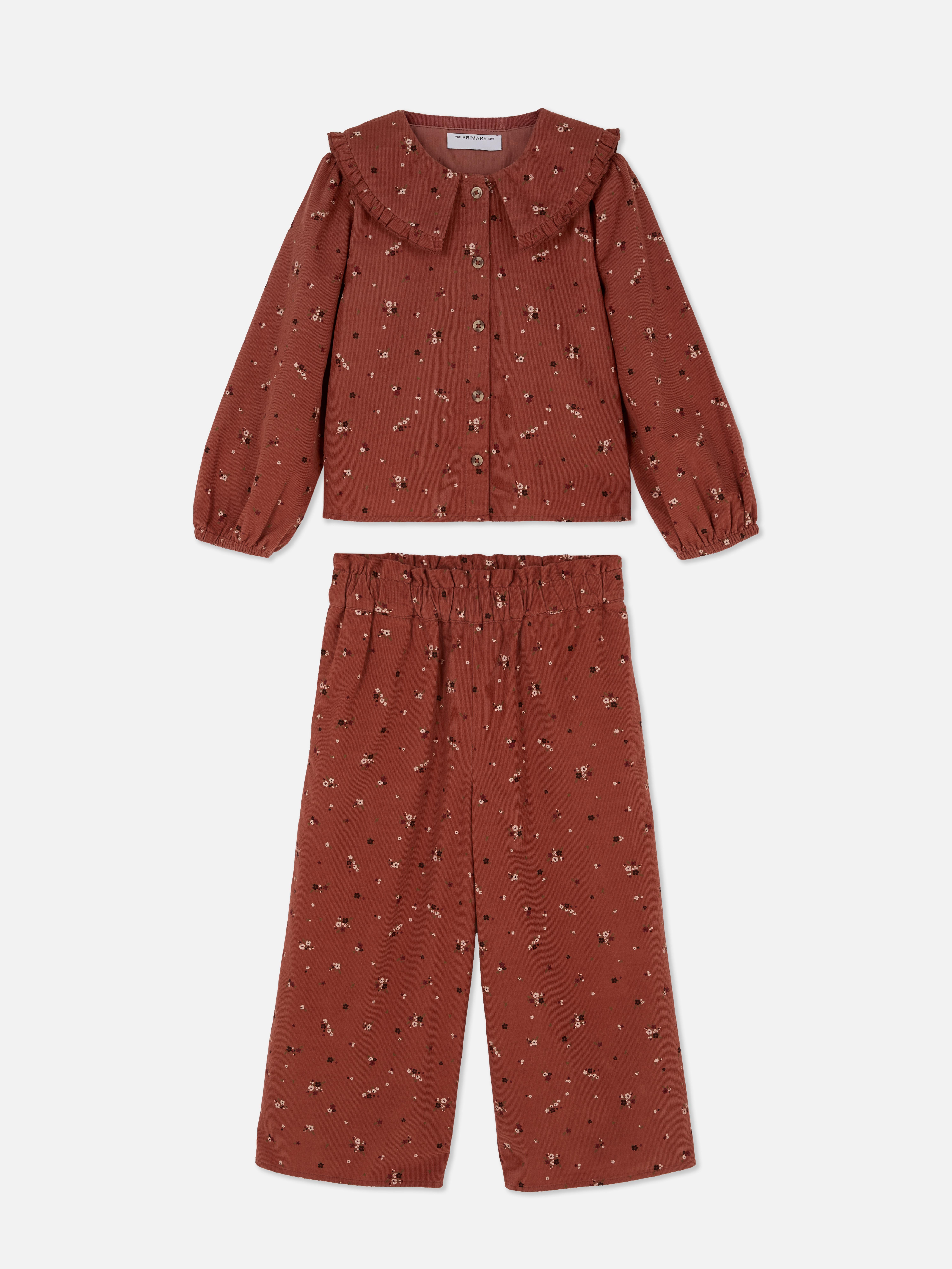 1.5-8yrs | The Edit Floral Corduroy Blouse and Trousers Set