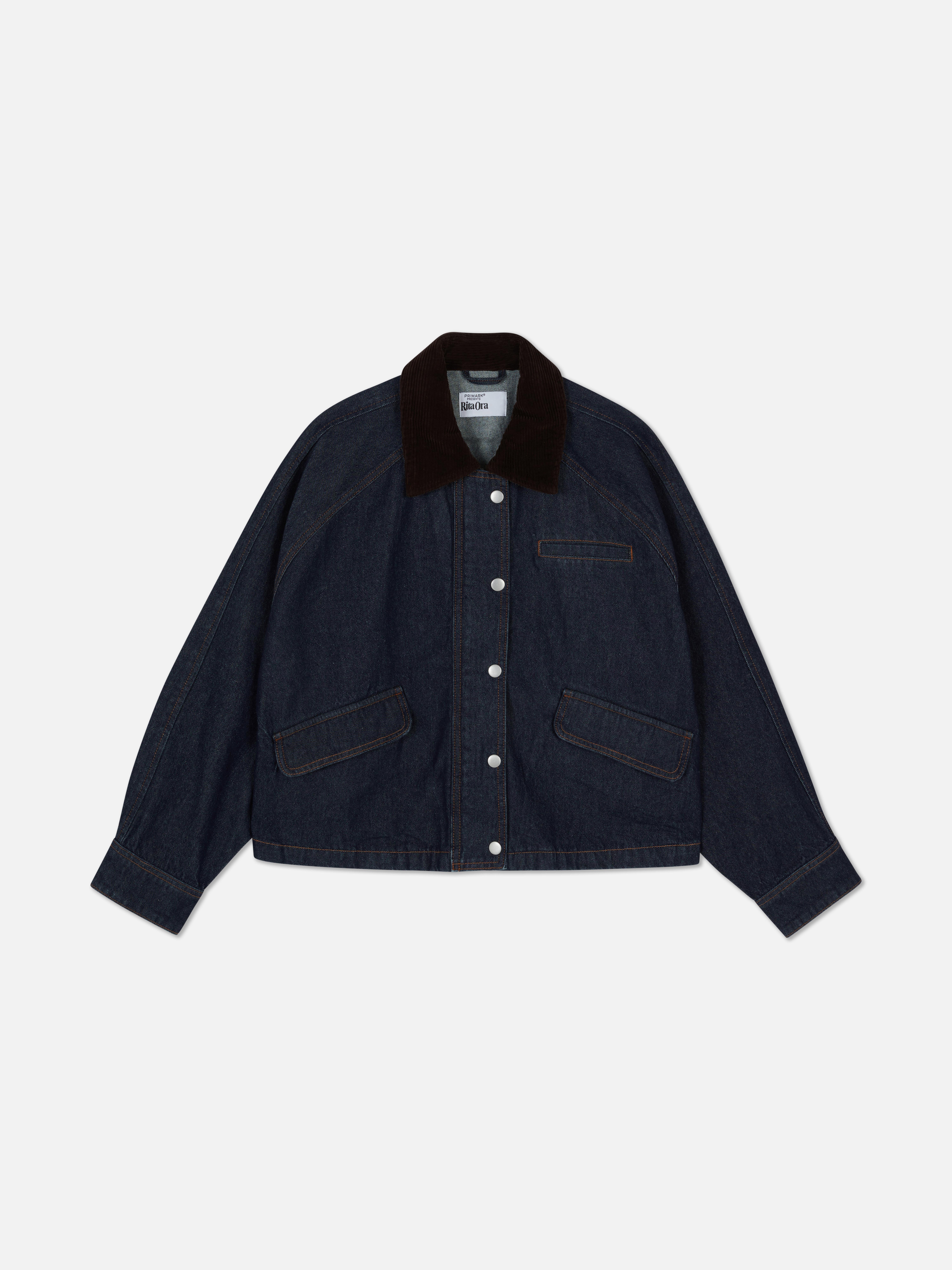 Giacca in denim con colletto in velluto Rita Ora