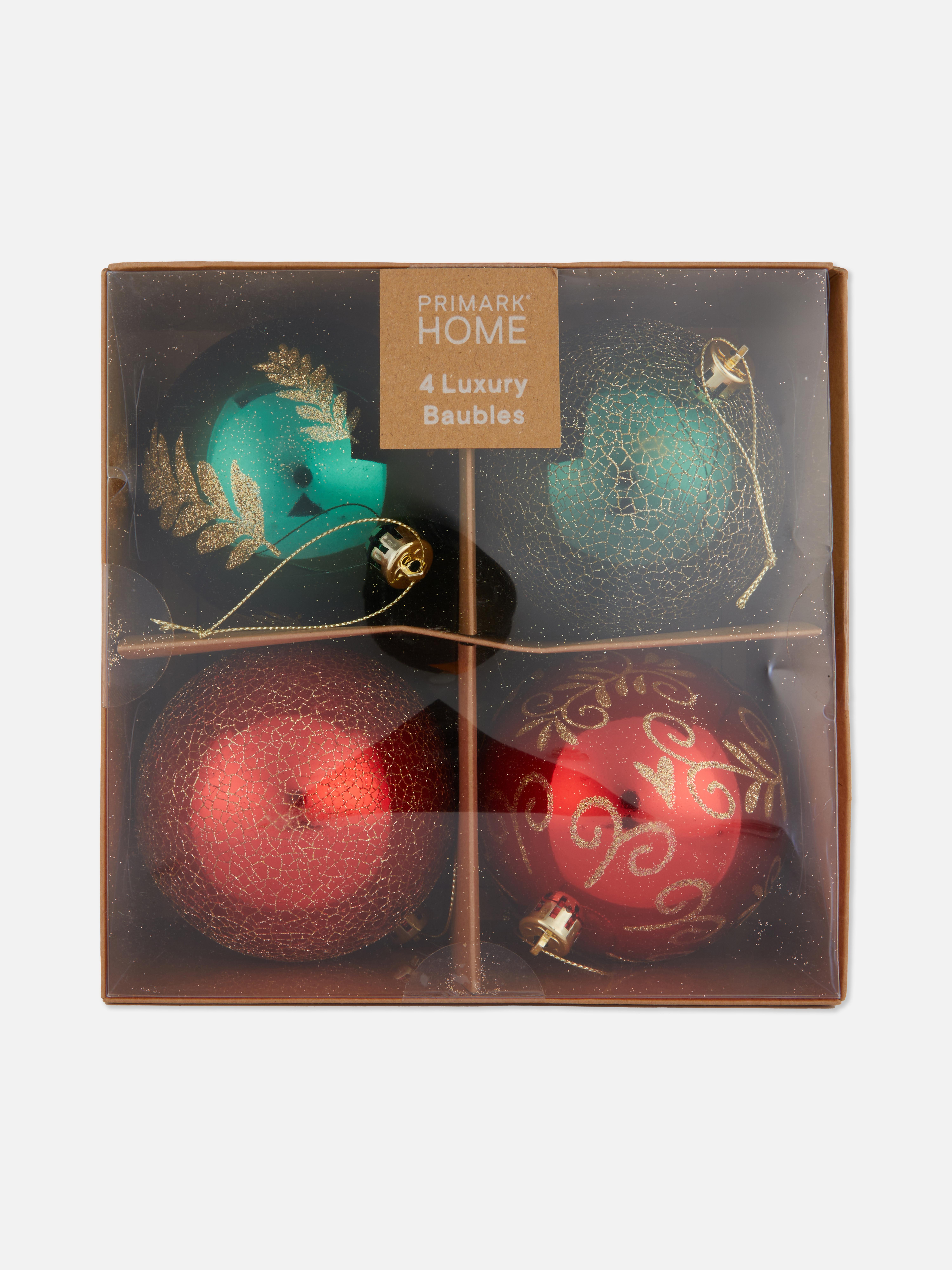 Verspiegelte Weihnachtsbaumkugeln, 4er-Pack