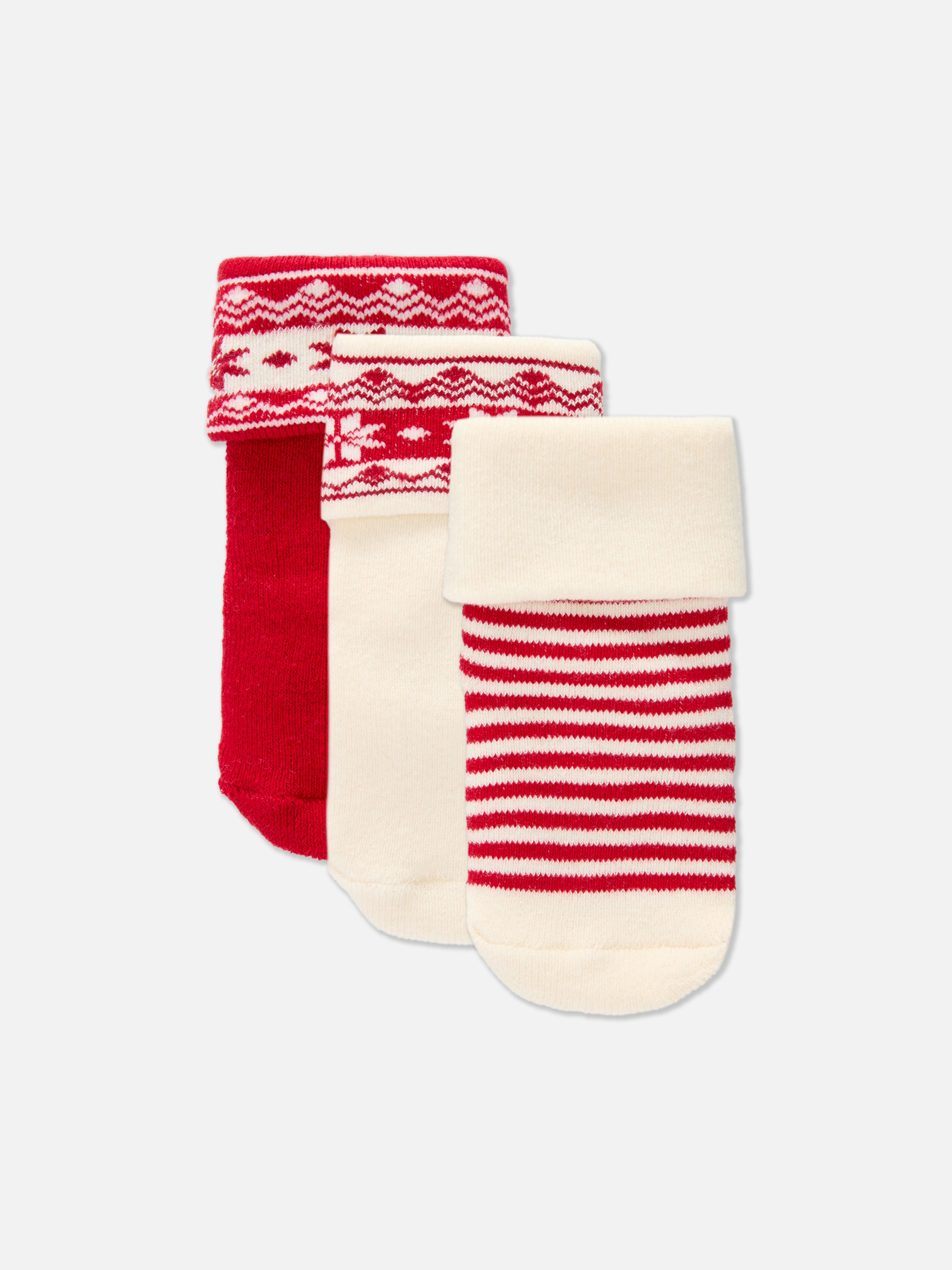 Rutschfeste Socken mit Norwegermuster, 3er-Pack