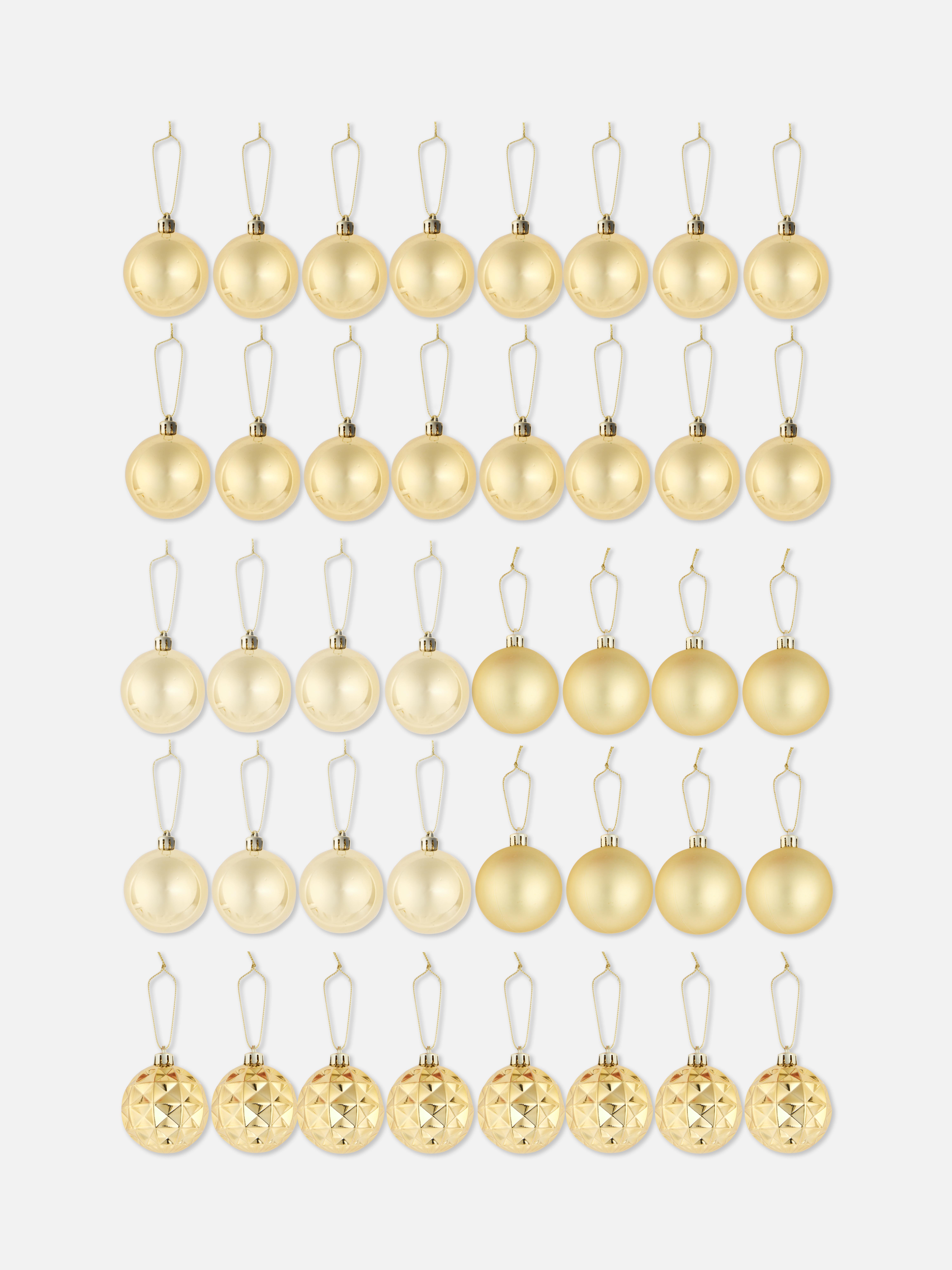 40pk Bauble Set Gold