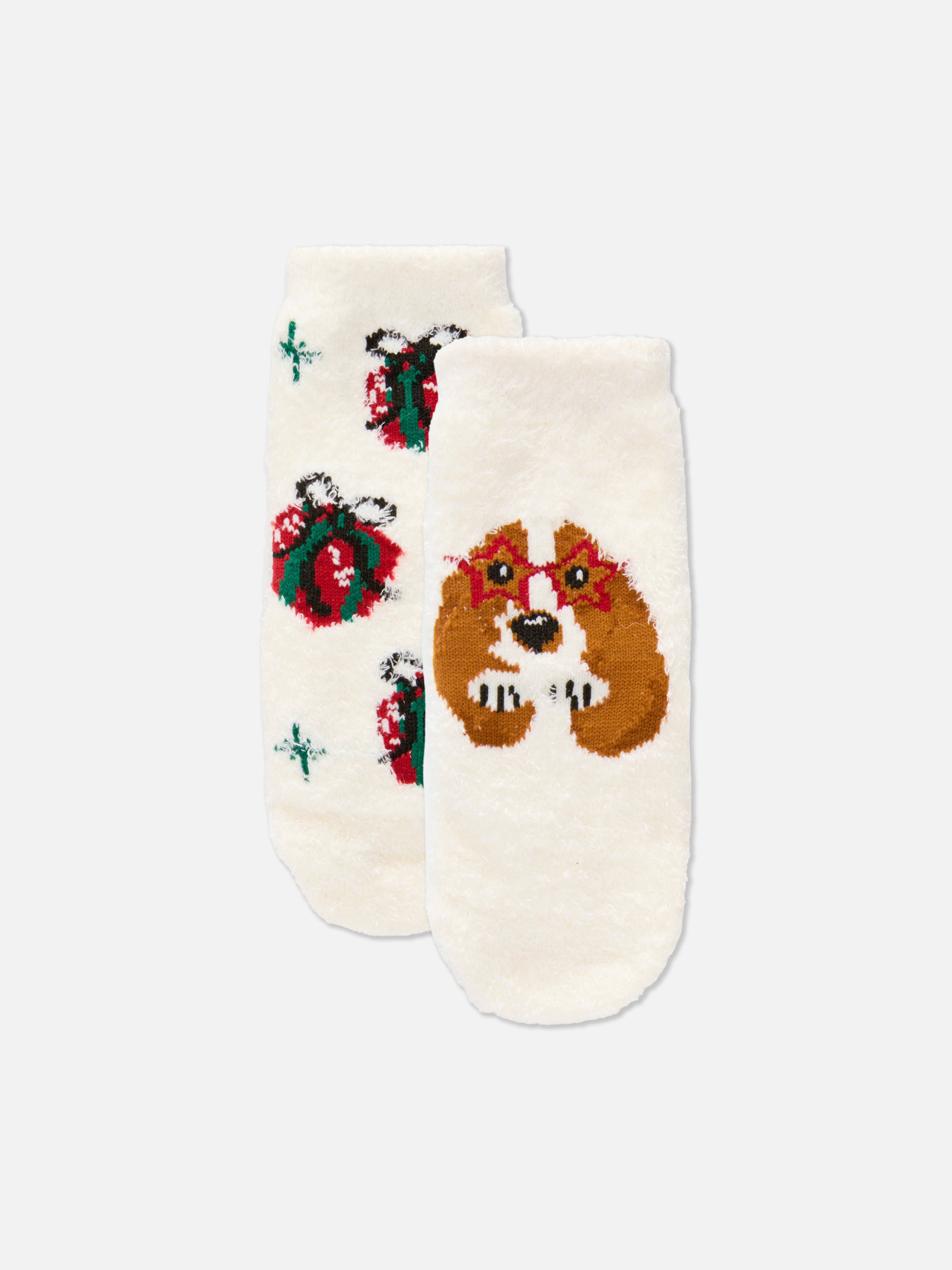 Kuschelige Socken mit Hunde-Grafik, 2er-Pack