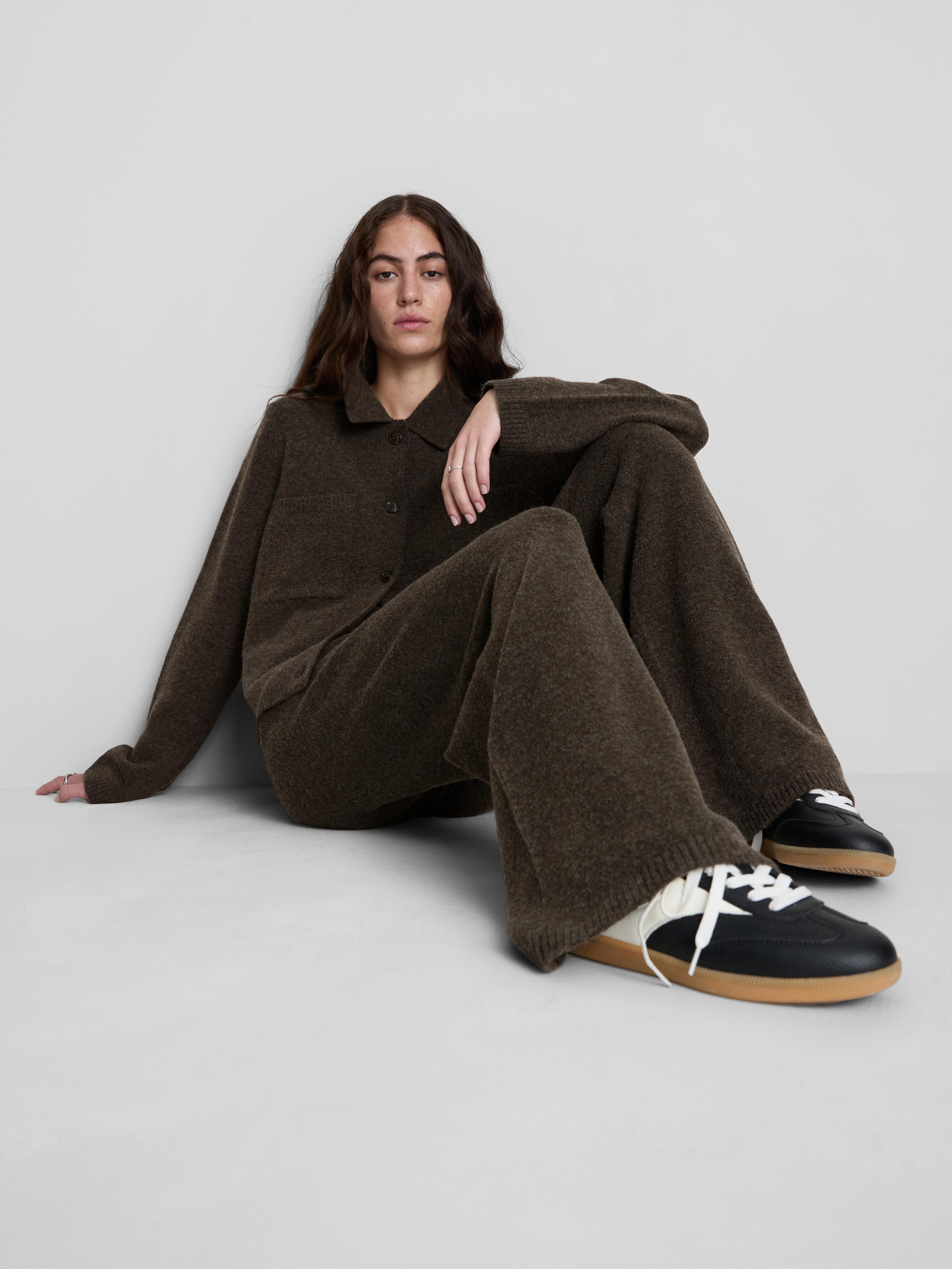 Pantalon large en maille Chocolat