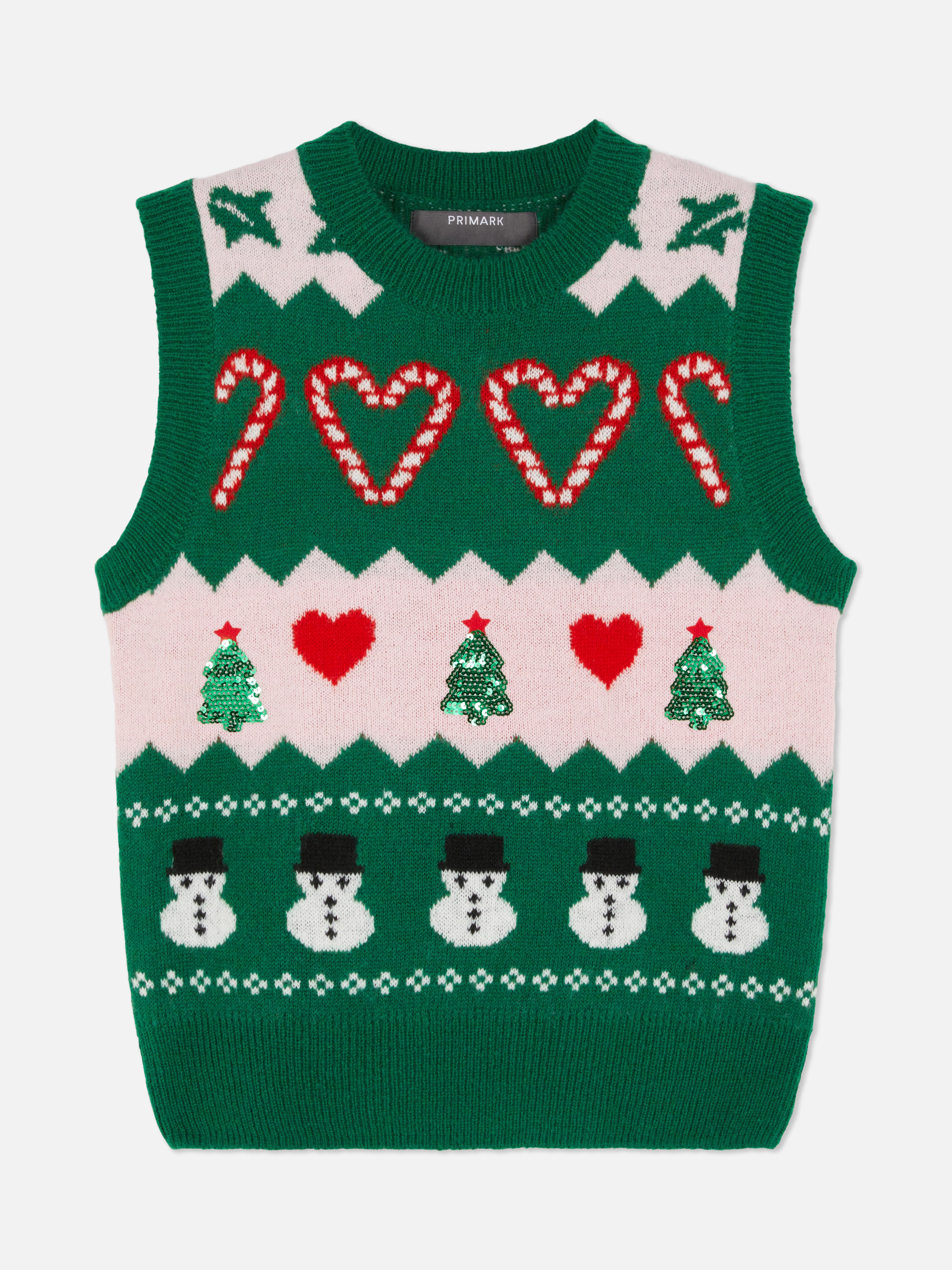 Pull sans manches de Noël en maille à motif bonhomme de neige