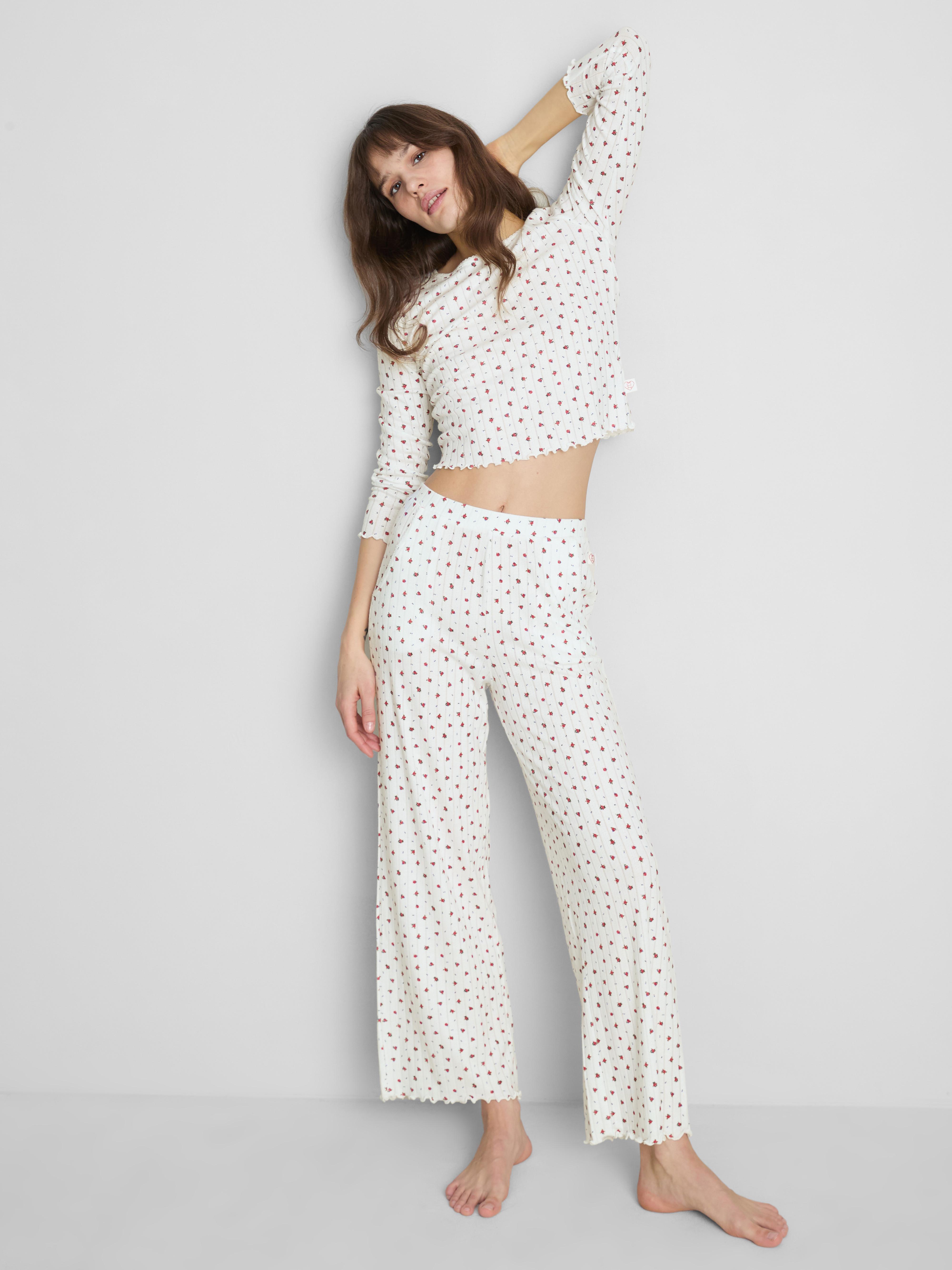 Women's Multi Love To Lounge Floral Pointelle Pajama Top