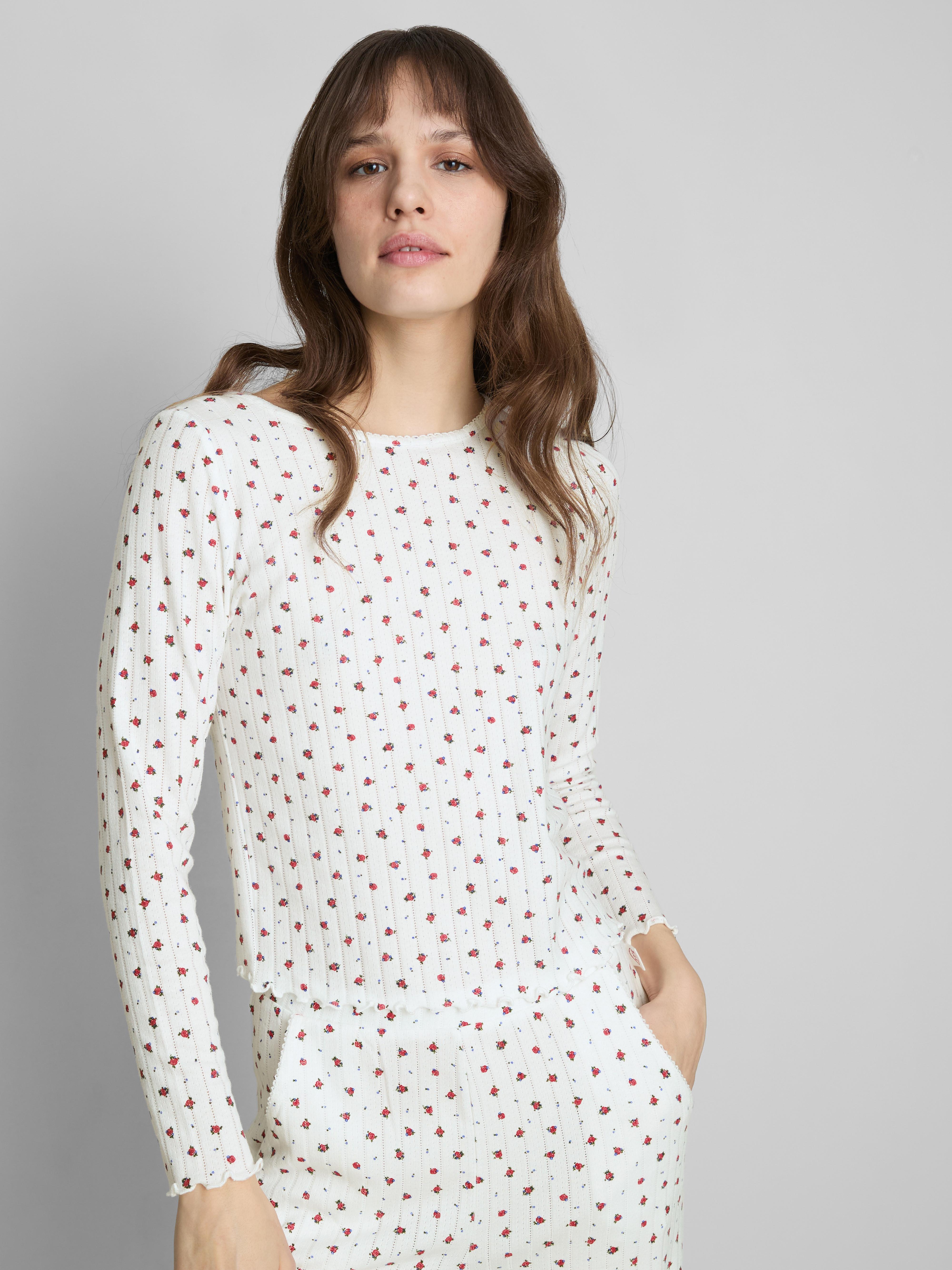 Women's Multi Love To Lounge Floral Pointelle Pajama Top