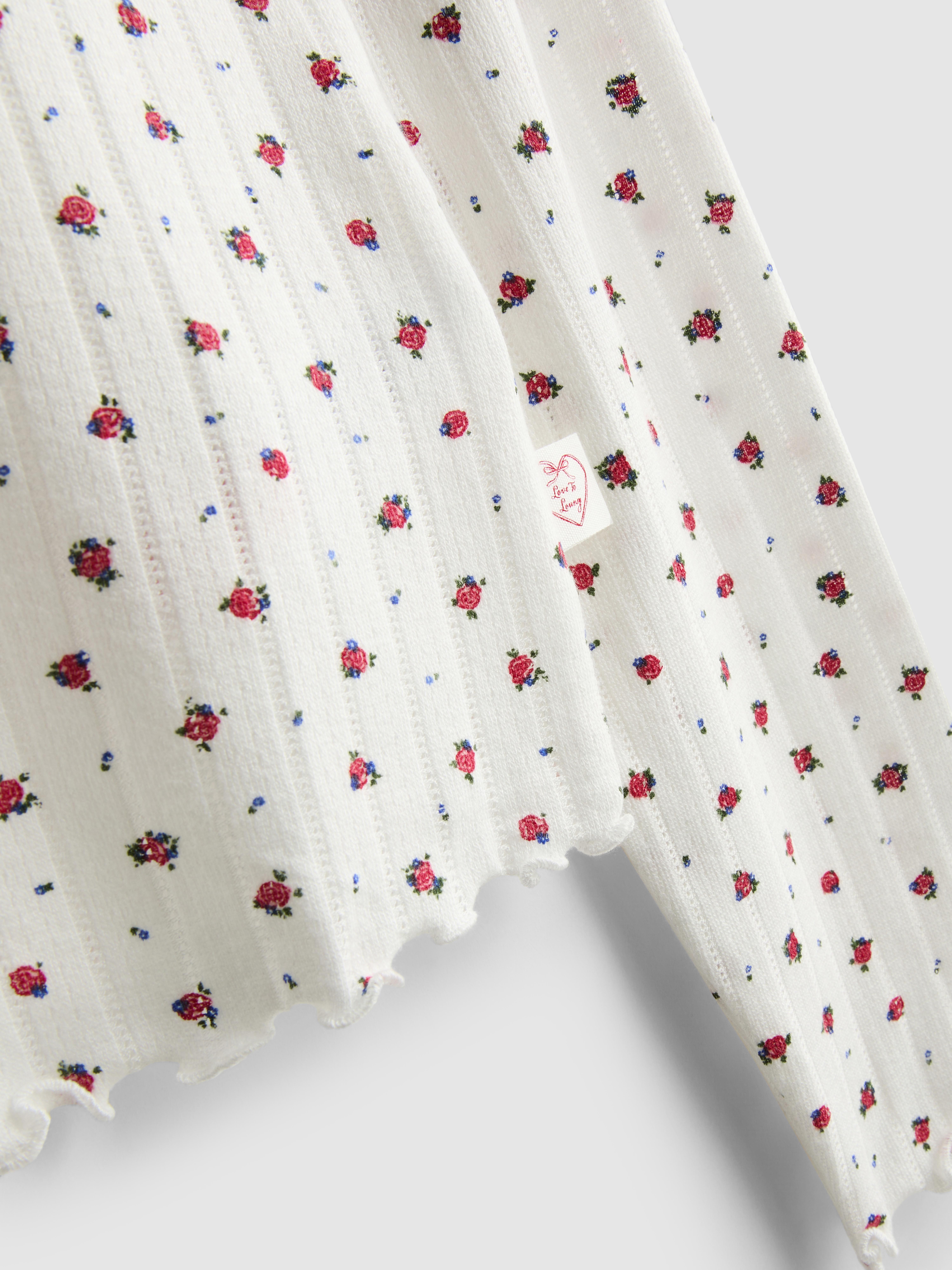 Women's Multi Love To Lounge Floral Pointelle Pajama Top