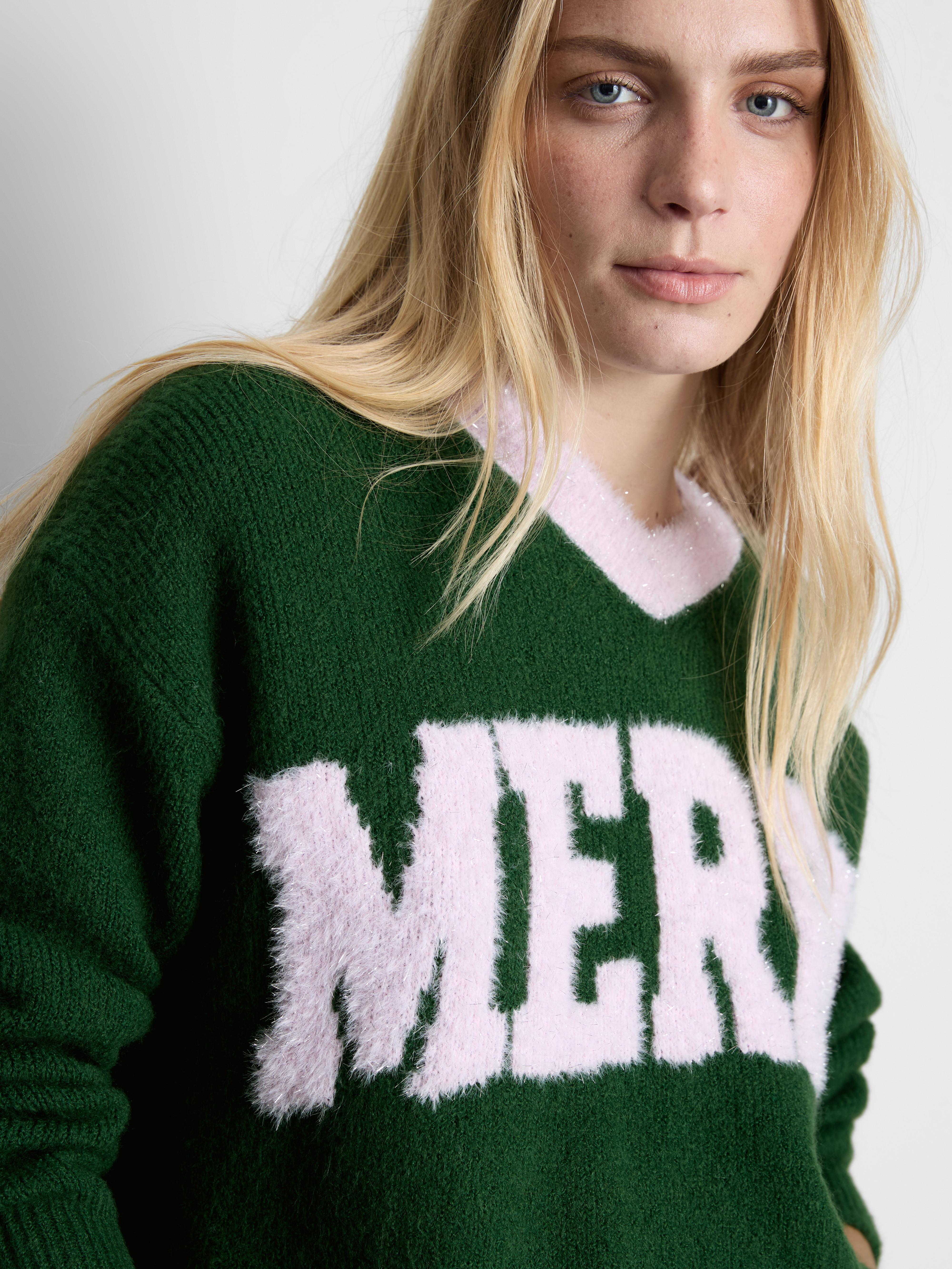 Christmas Contrast Merry Jumper