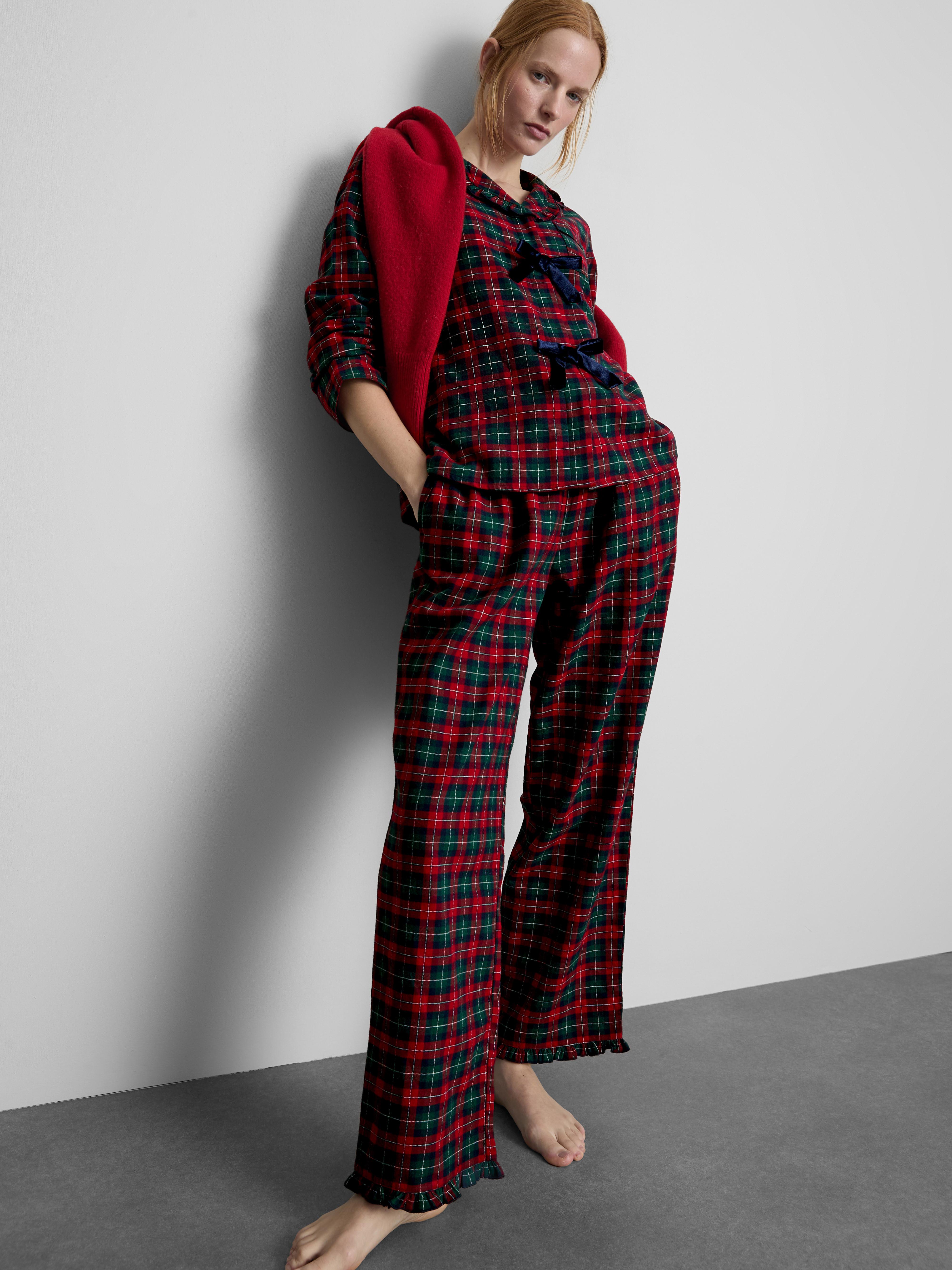 Cotton Flannel Bow Pyjama Shirt