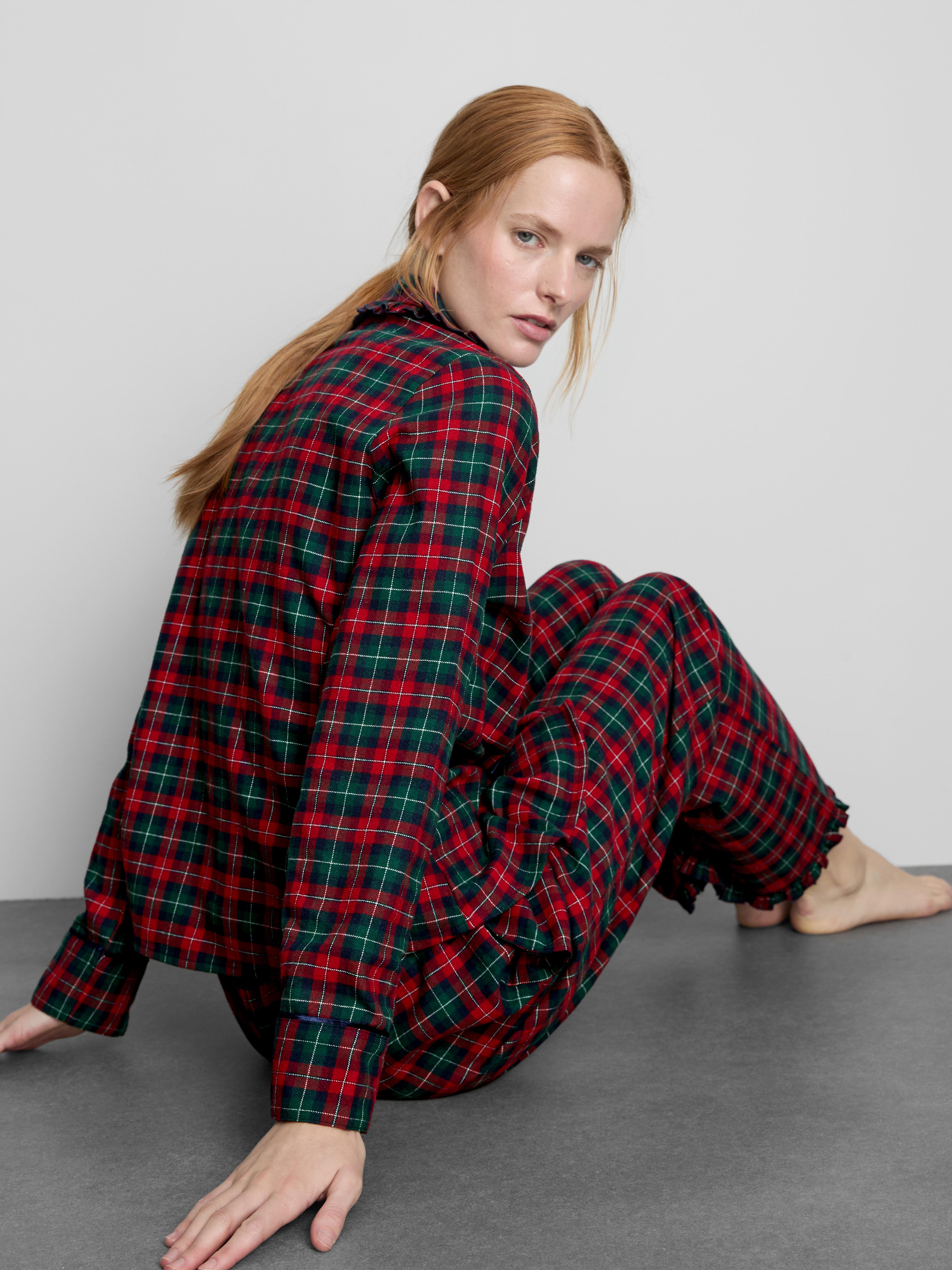 Cotton Flannel Bow Pyjama Shirt