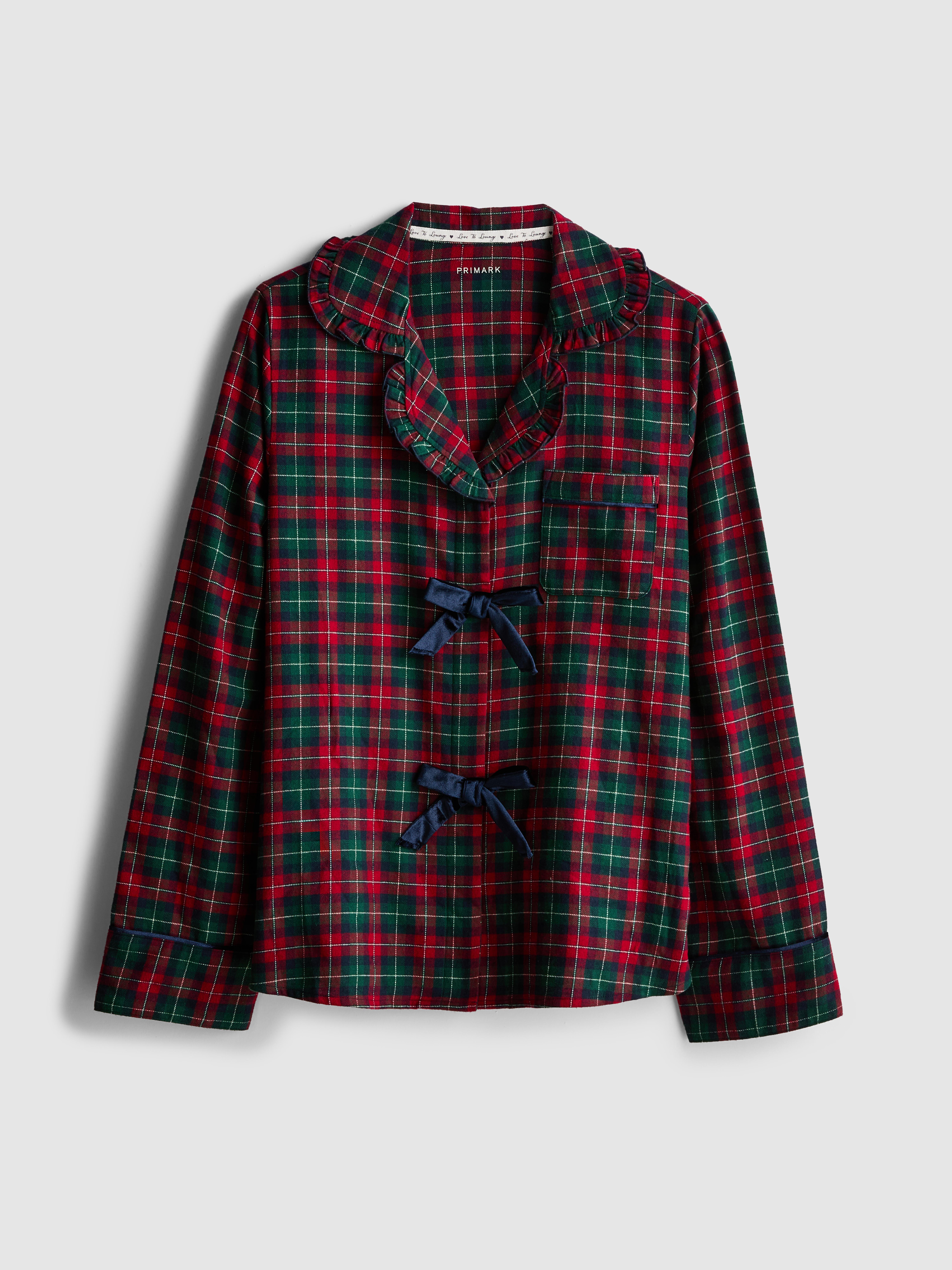 Cotton Flannel Bow Pyjama Shirt