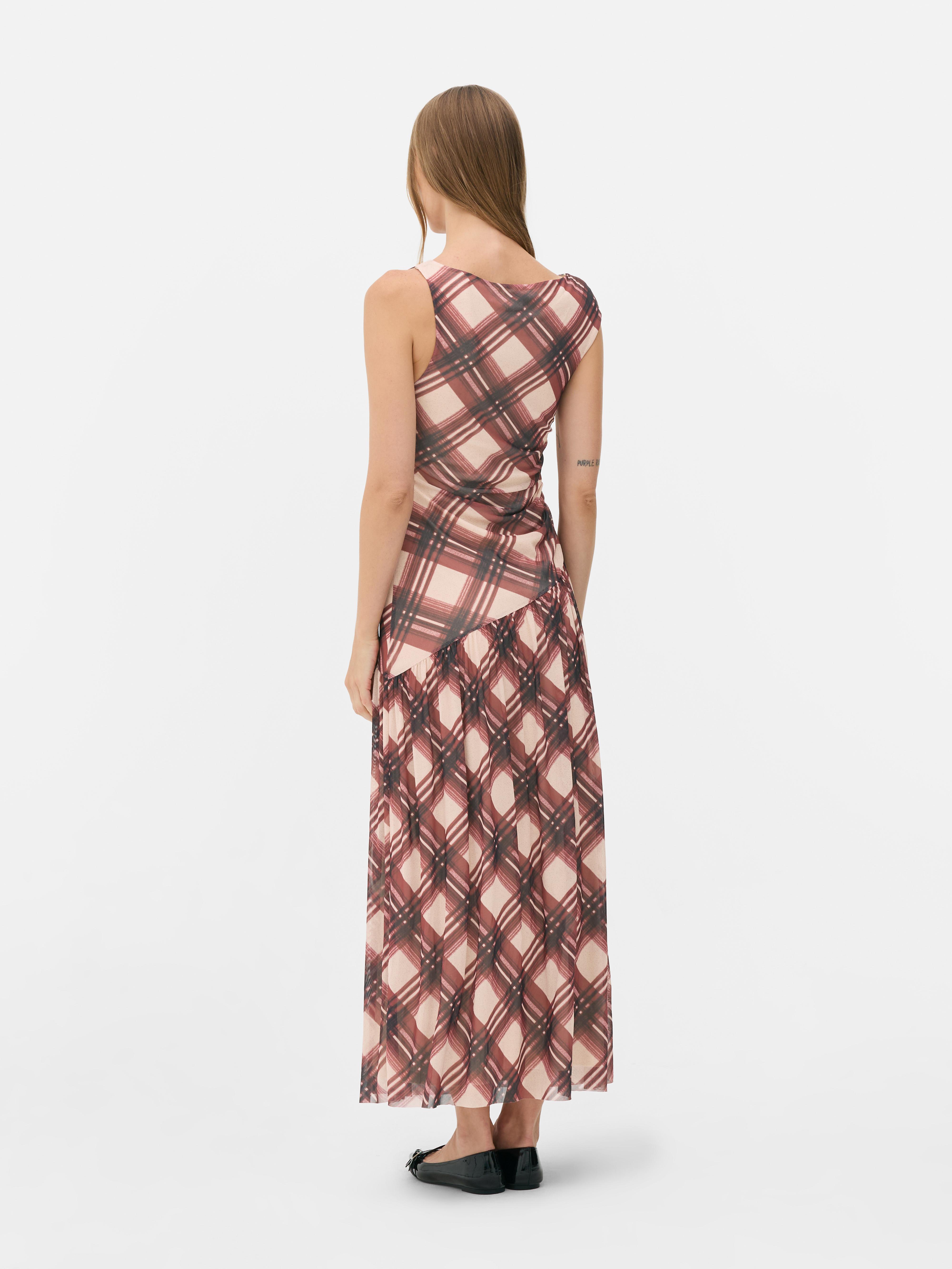 Ärmelloses, asymmetrisch drapiertes „Rita Ora“ Midikleid