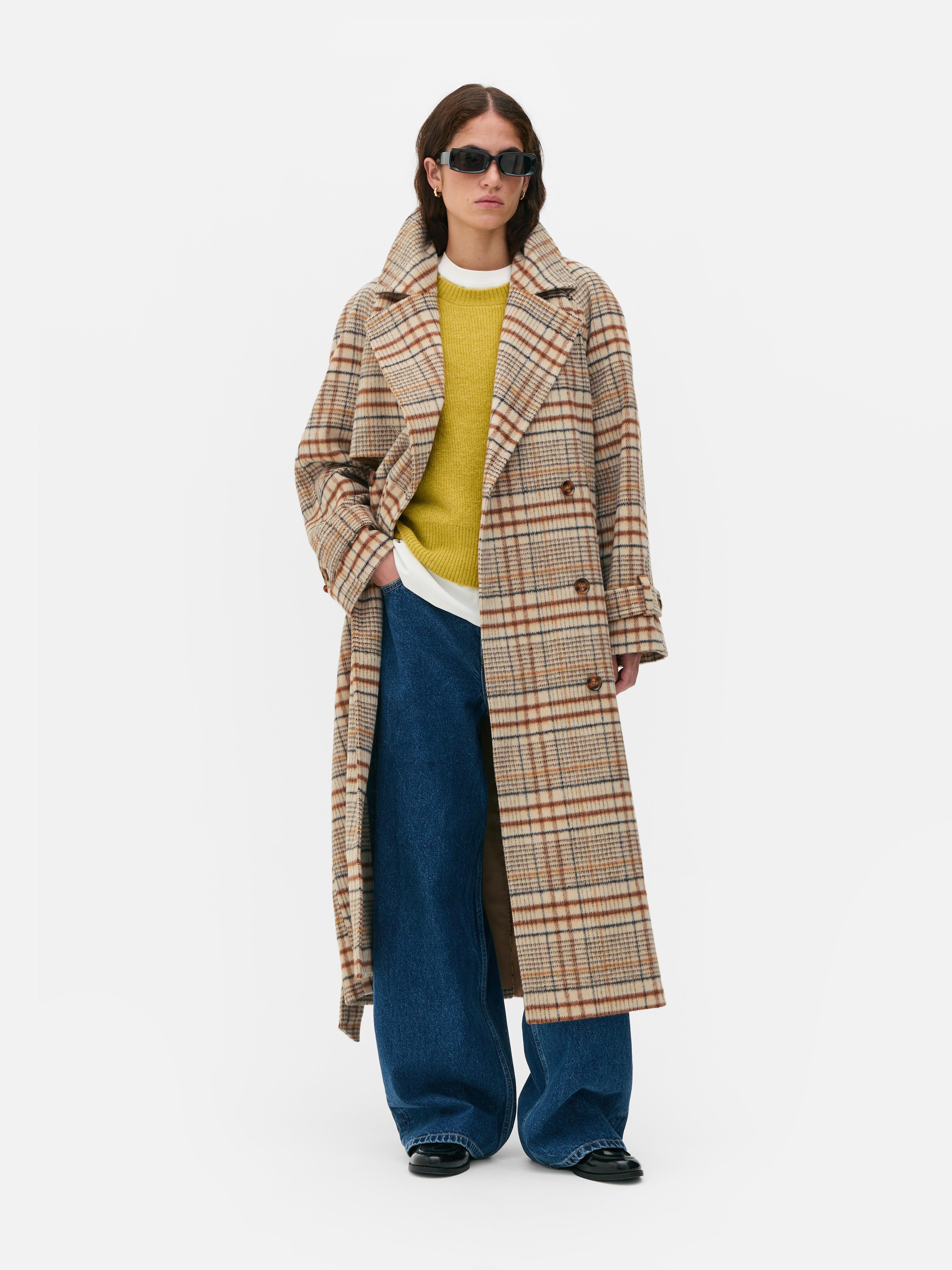 The Edit Double Breasted Check Coat