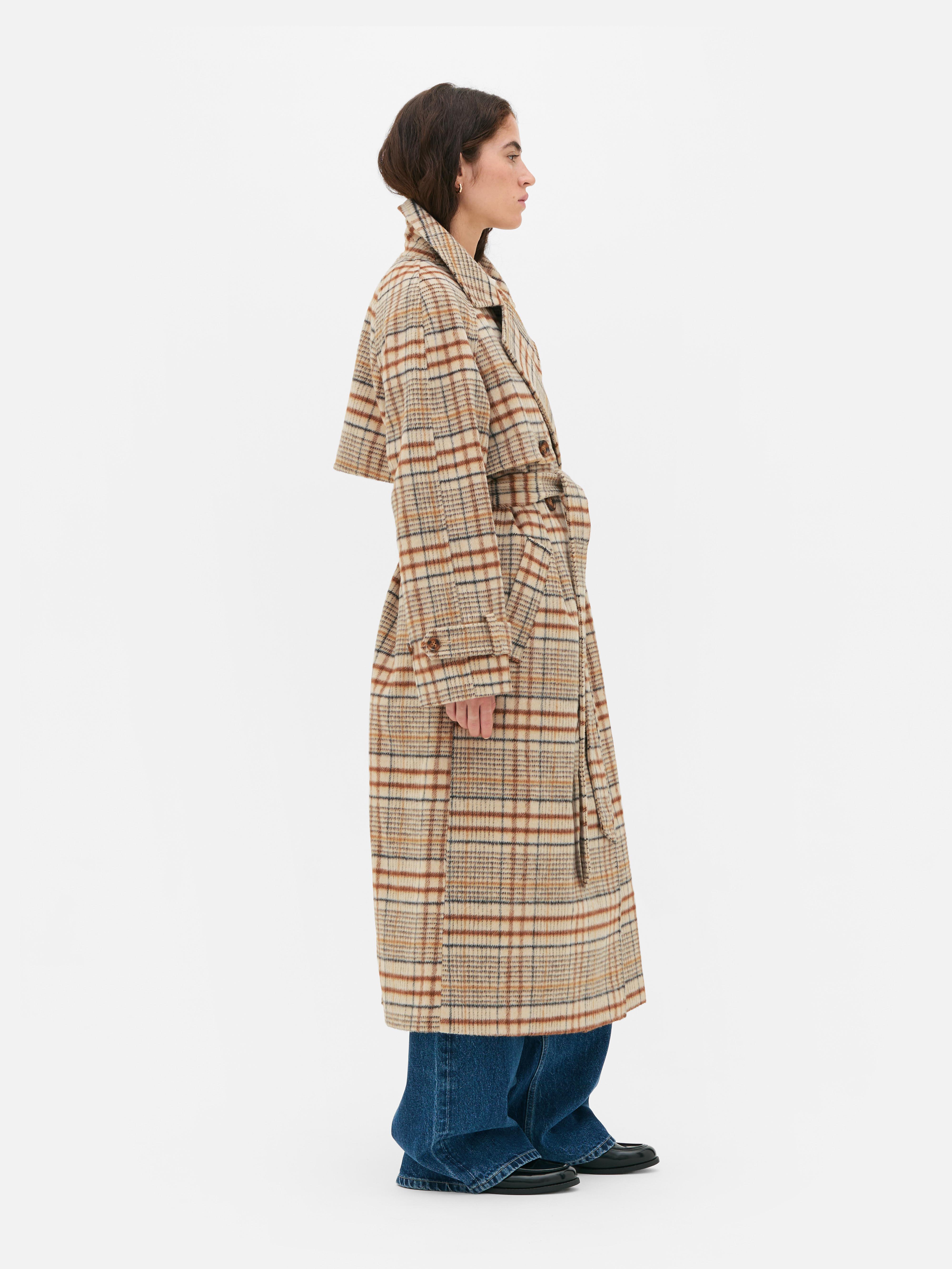 The Edit Double Breasted Check Coat