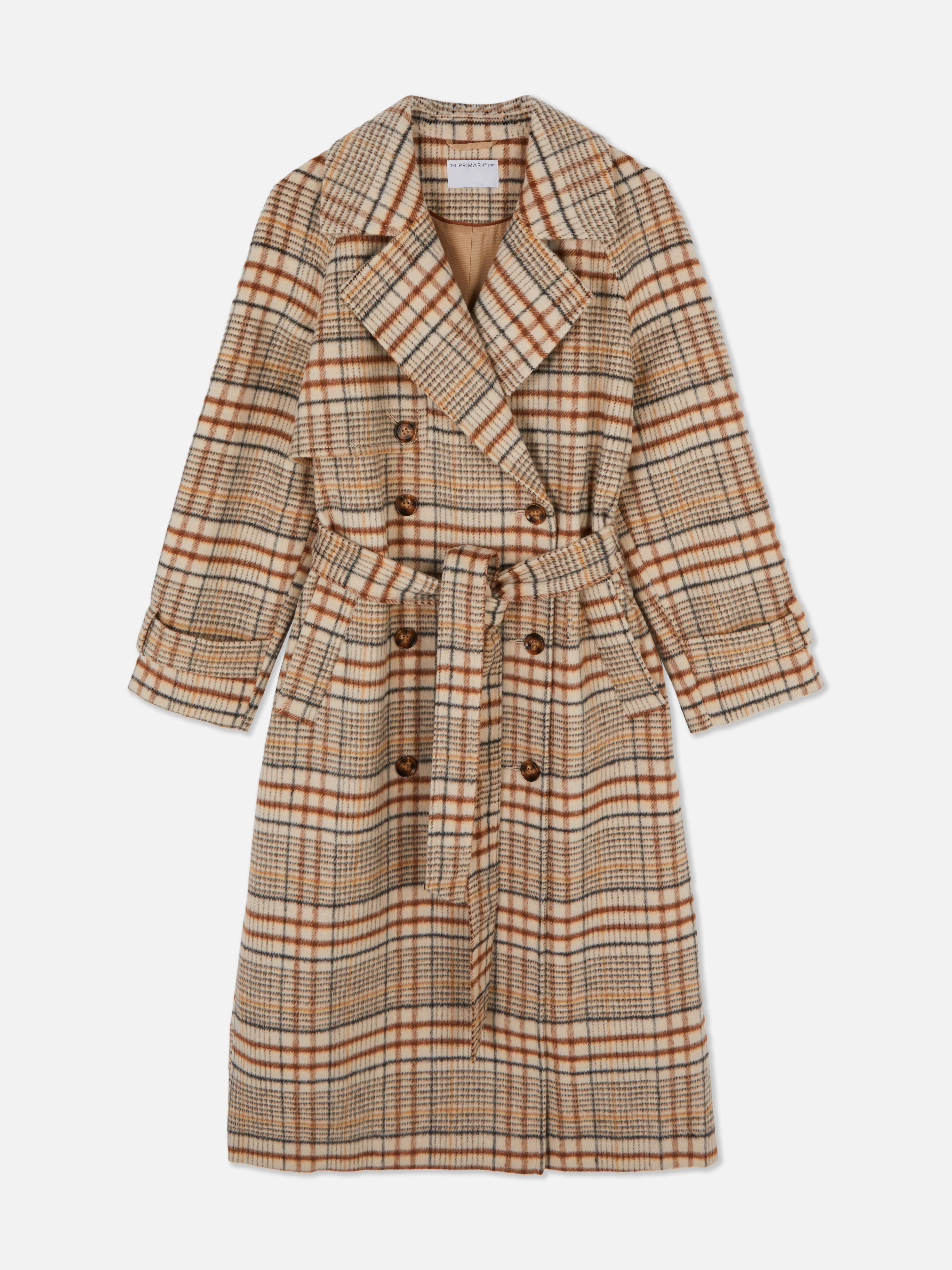 The Edit Double Breasted Check Coat