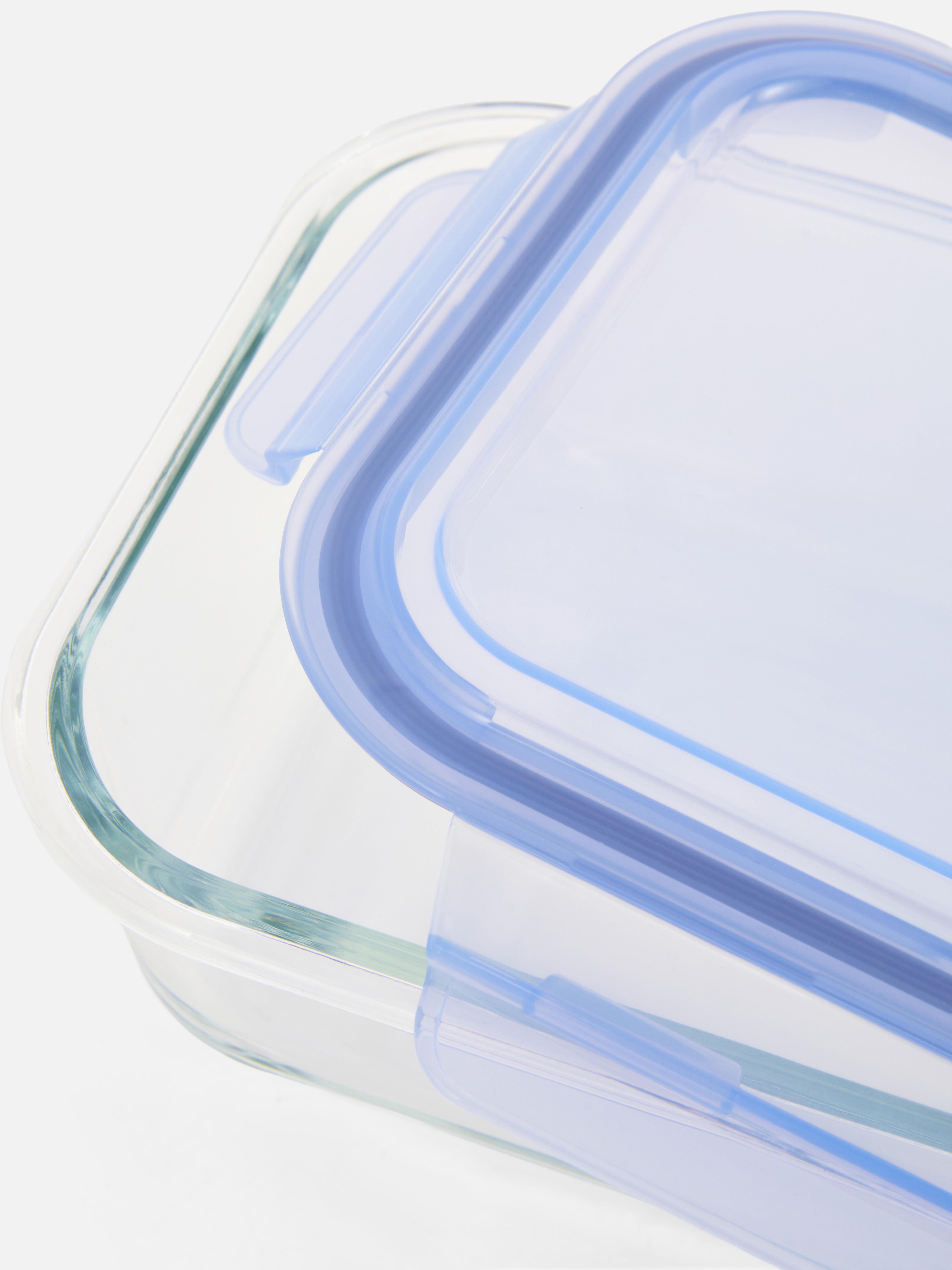 Steklena škatla za malico s pokrovom s sponkami