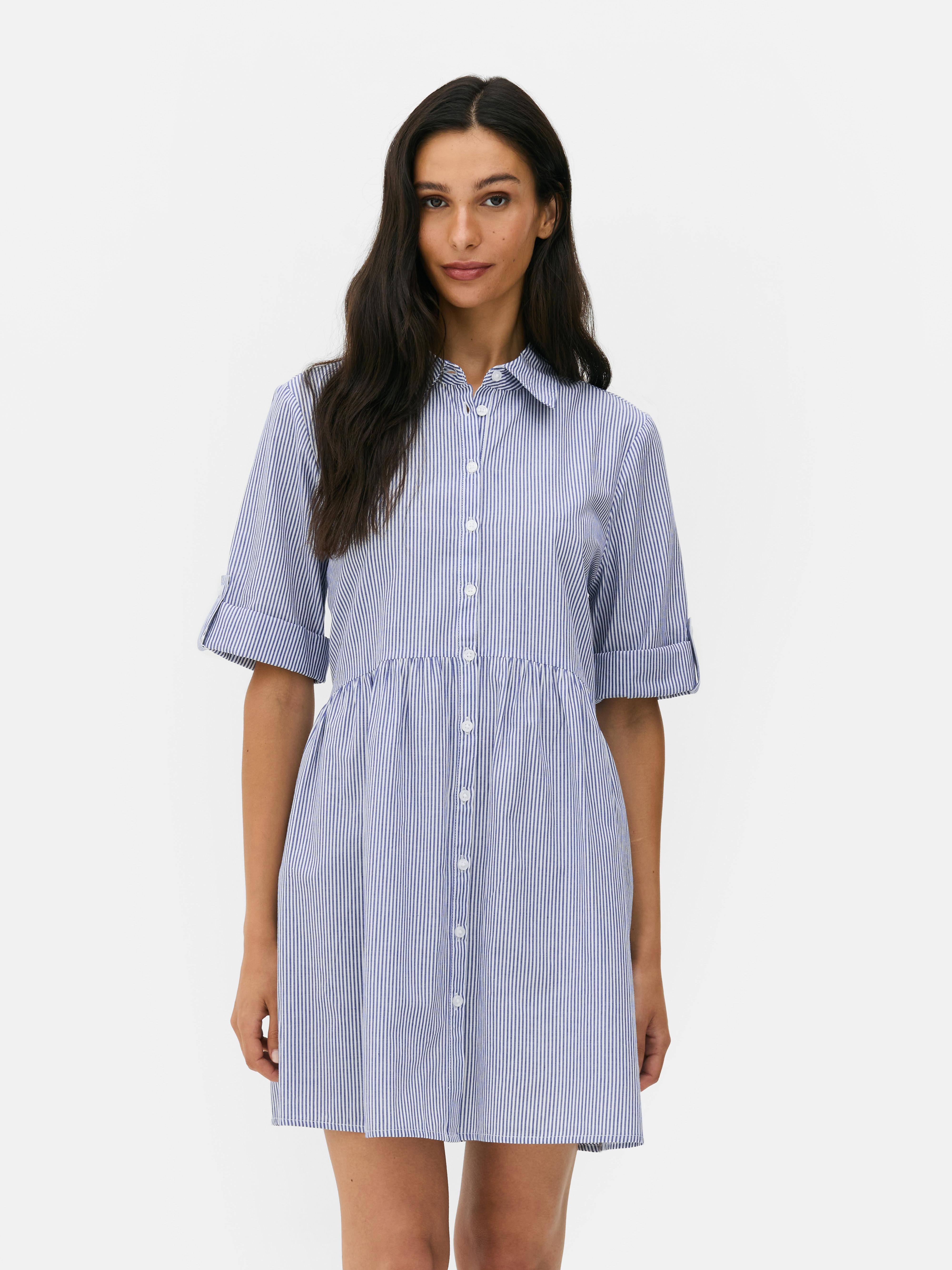 Gestreiftes Mini-Blusenkleid