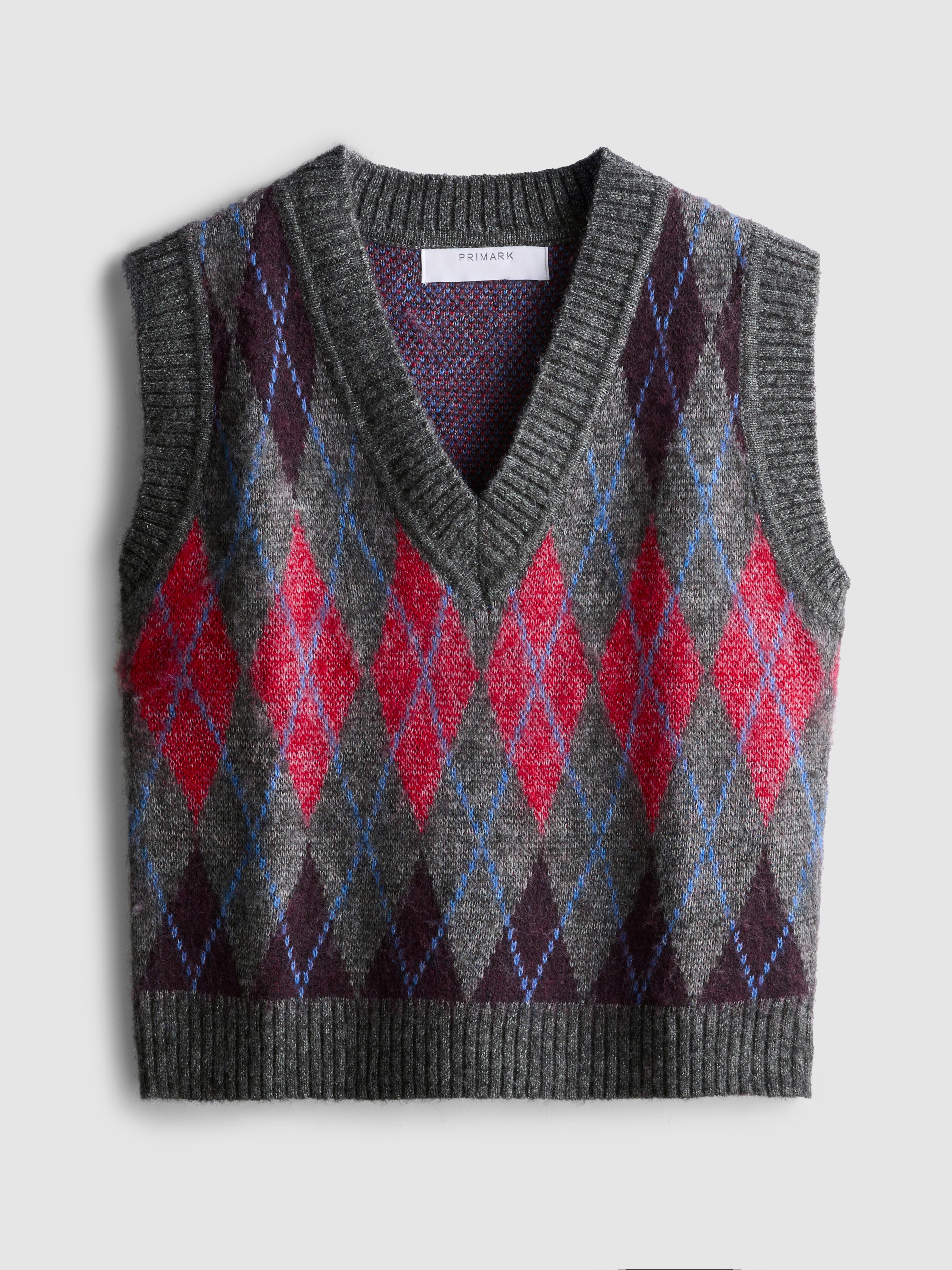 Knitted Argyle V-Neck Tank