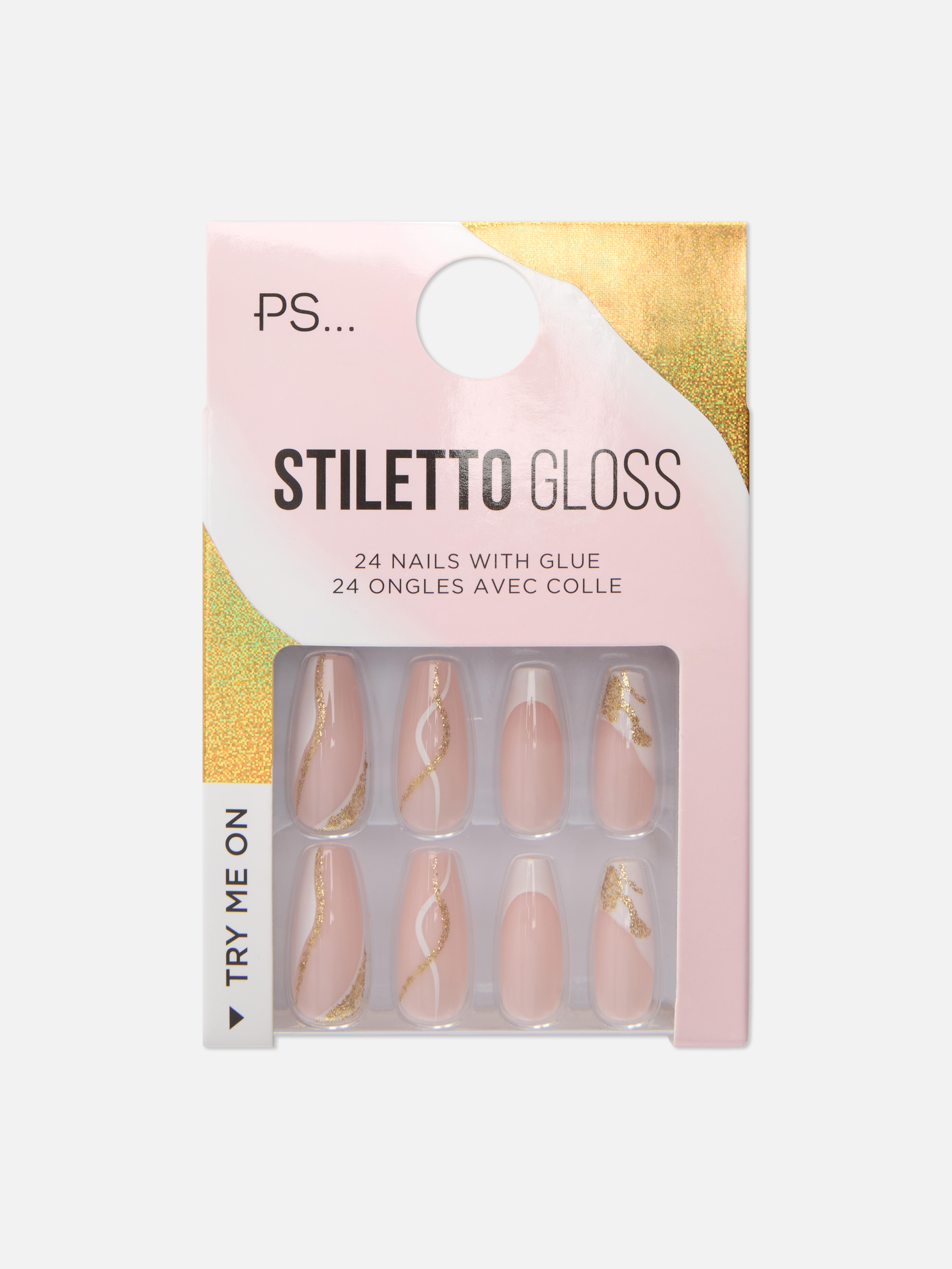 Faux ongles brillants stiletto PS...