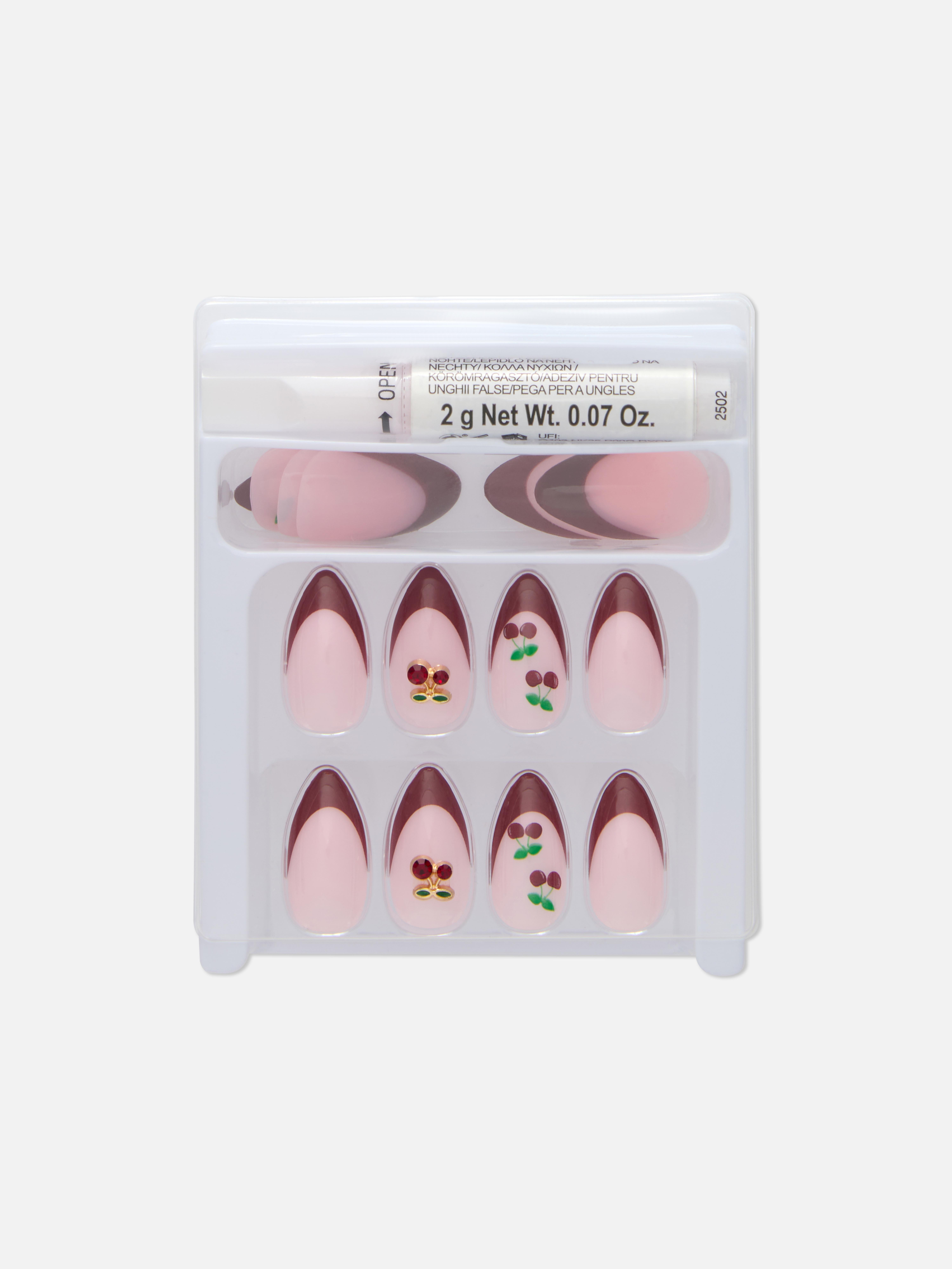 PS... Pointed Burgundy Cherry False Nails