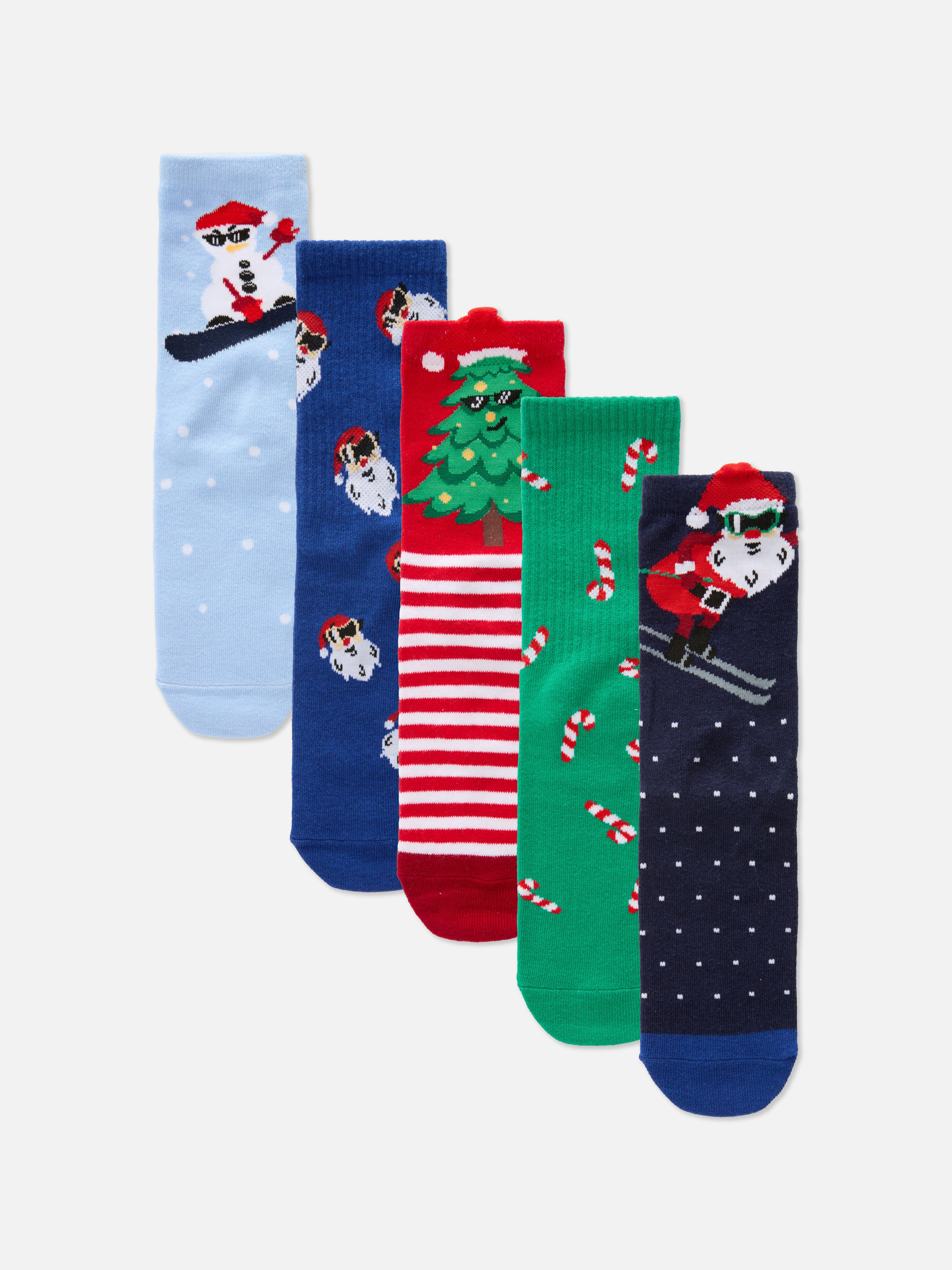 5pk Christmas Ankle Socks
