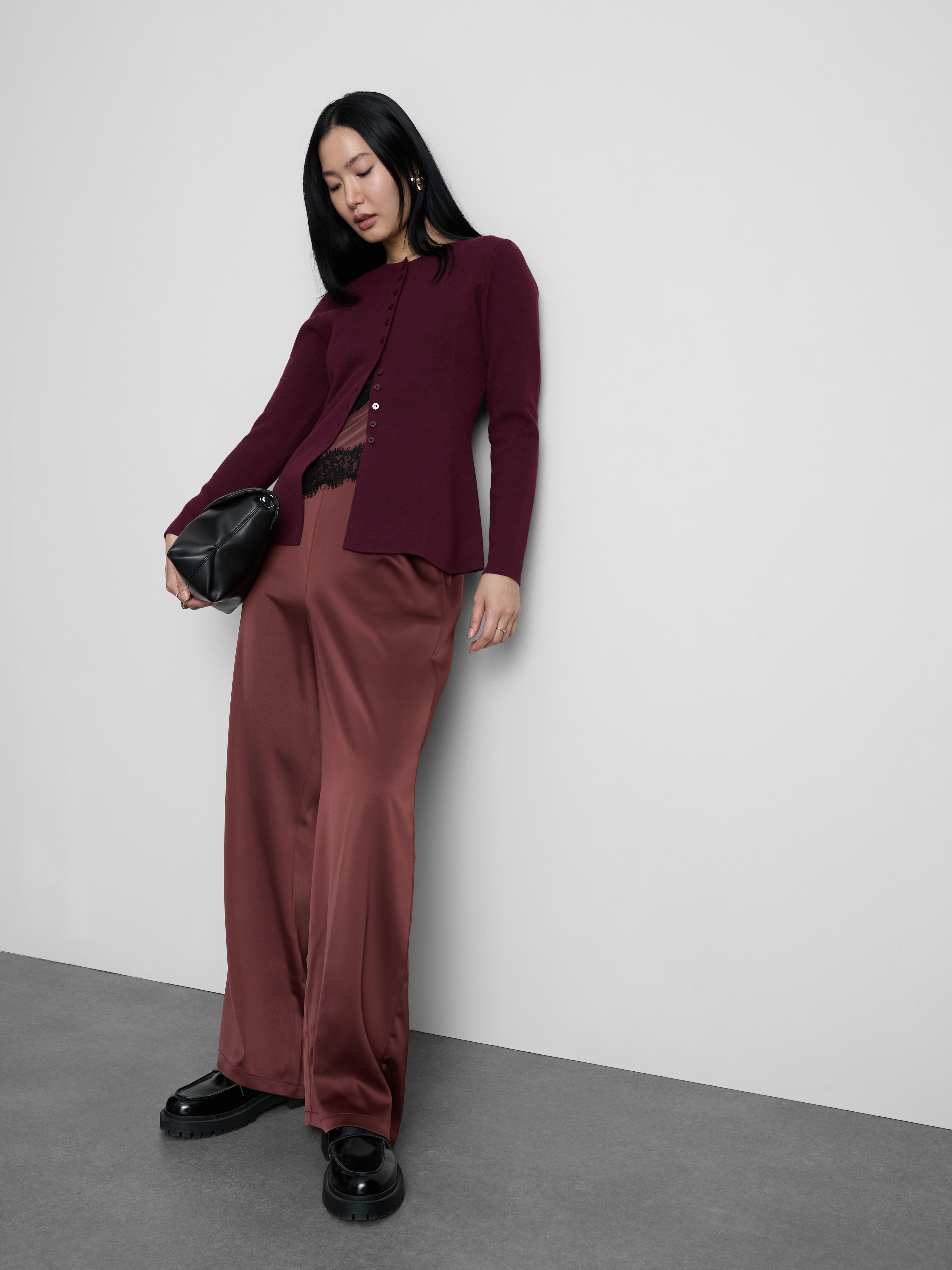 Women's Burgundy The Edit Peplum Cardigan