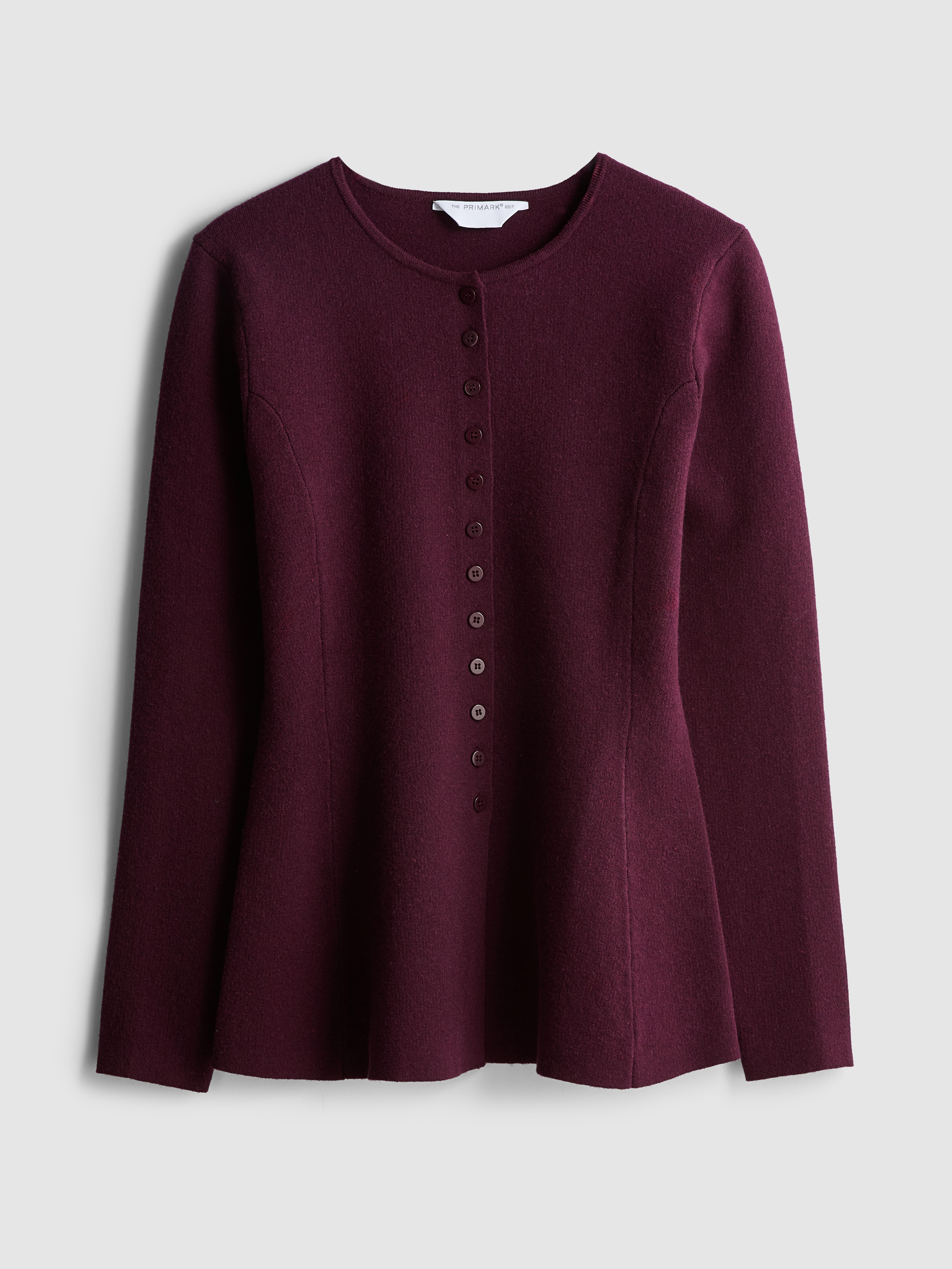 Women's Burgundy The Edit Peplum Cardigan