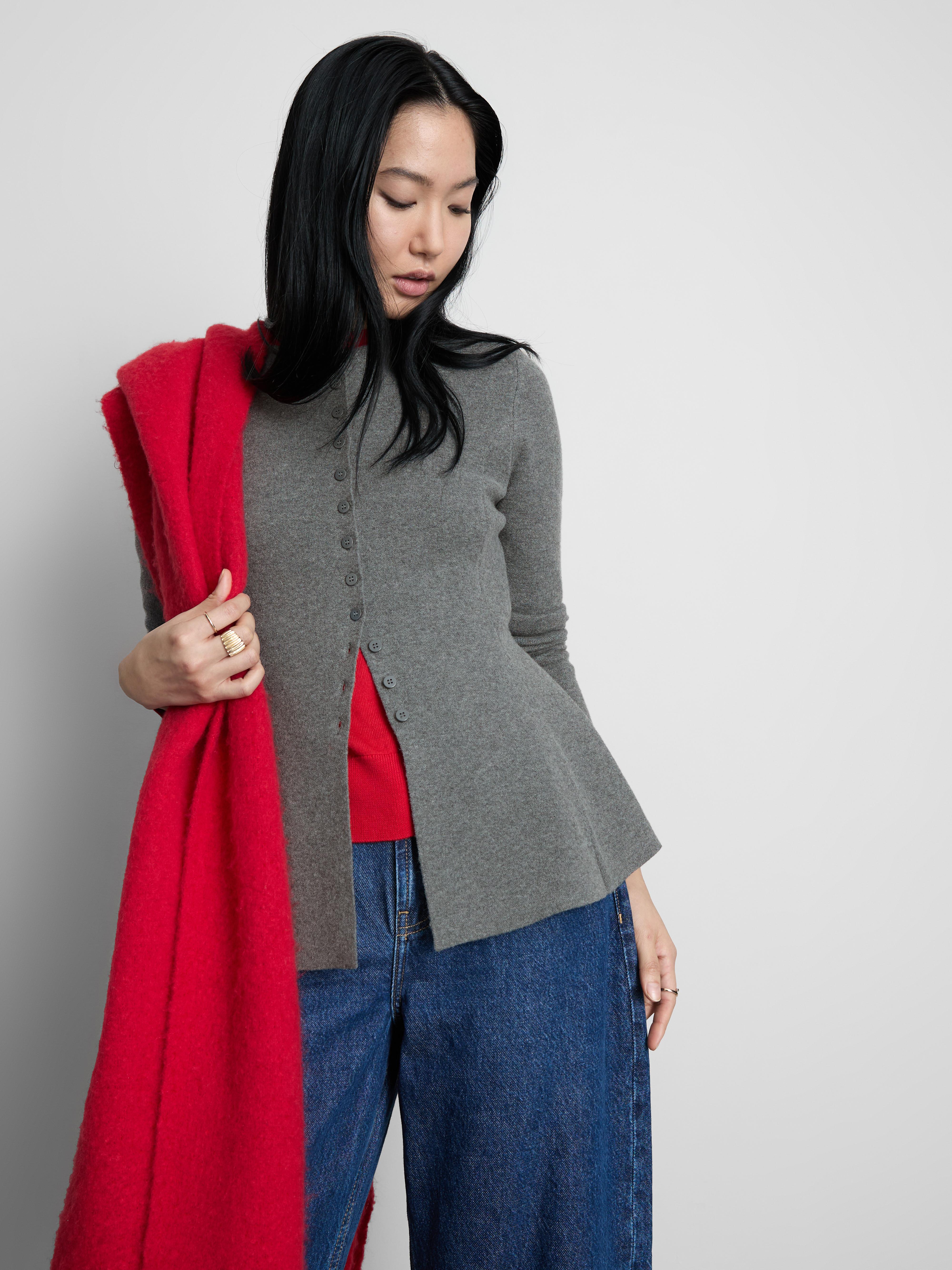 Women's Dark Gray The Edit Peplum Cardigan