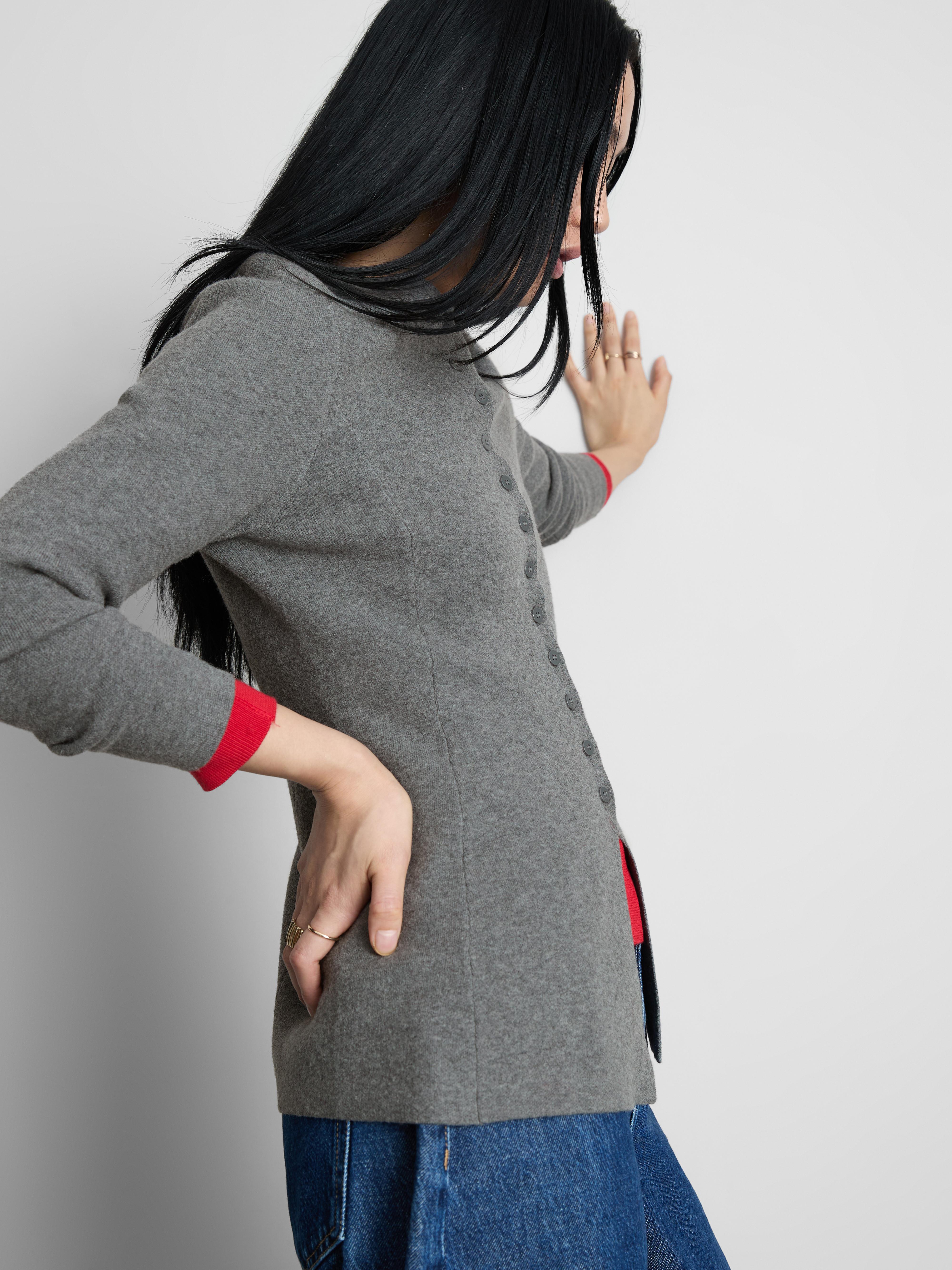 Women's Dark Gray The Edit Peplum Cardigan