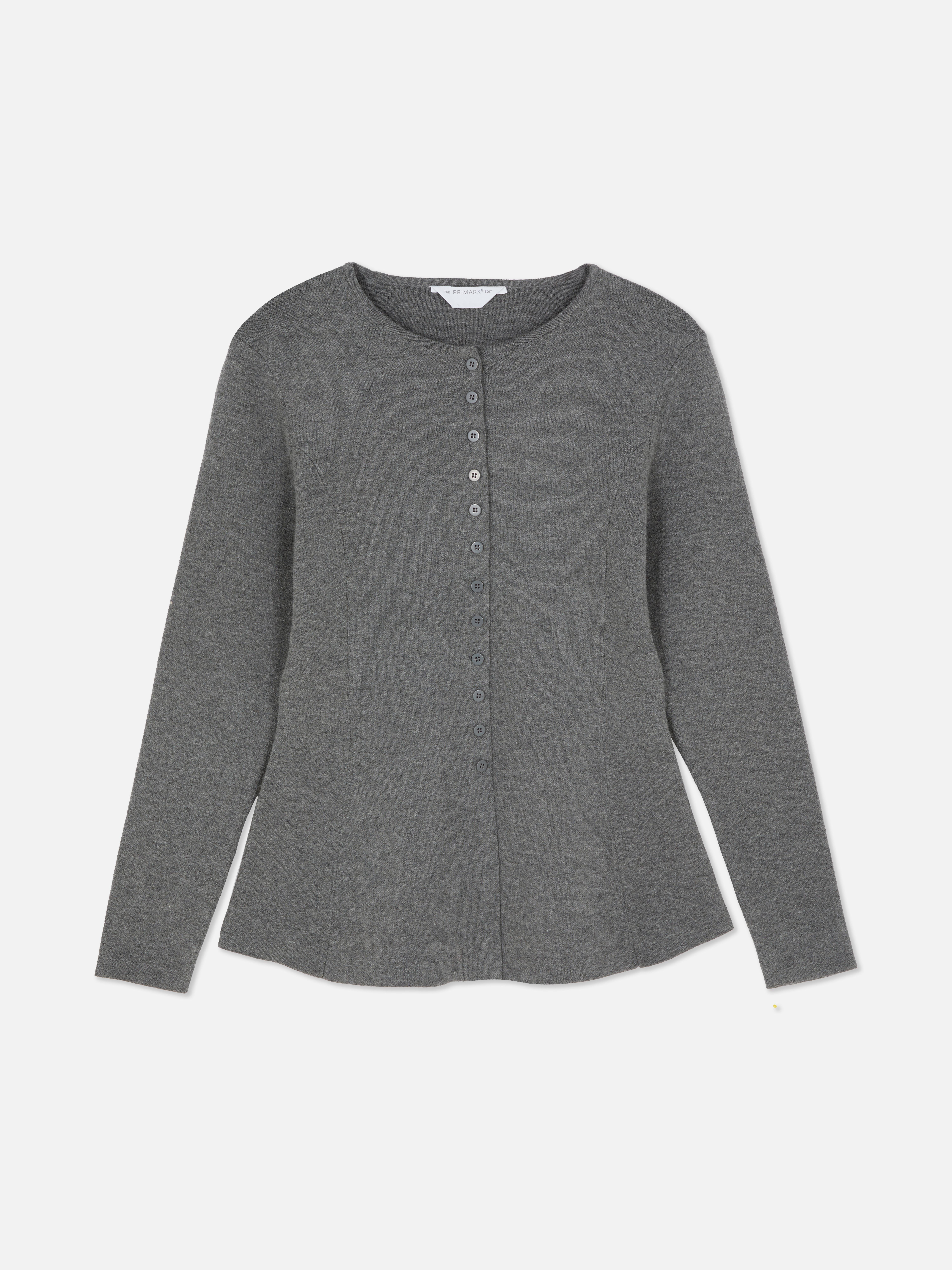 The Edit Peplum Cardigan Charcoal