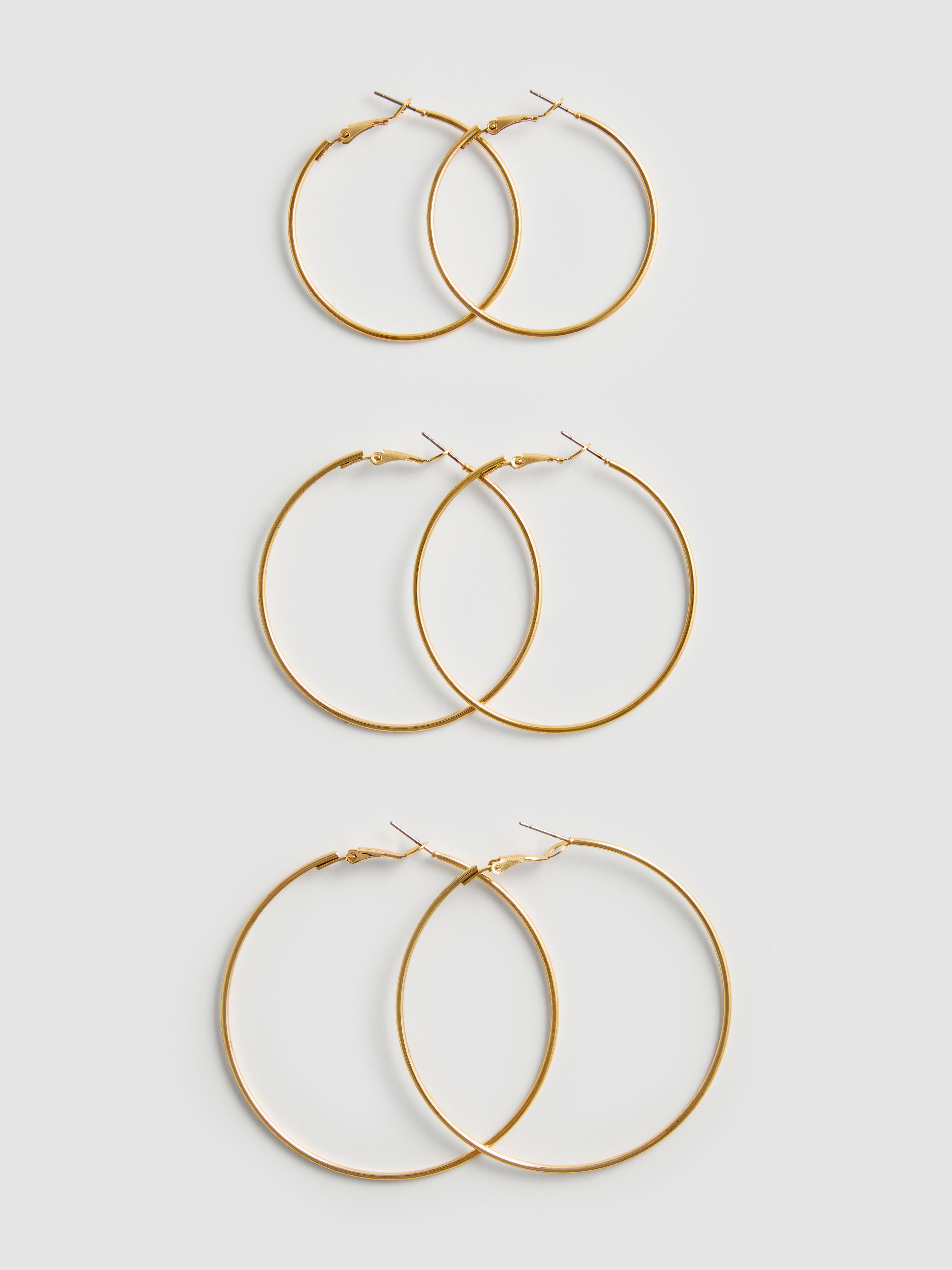 Set cu 3 perechi de cercei rotunzi mari Galben