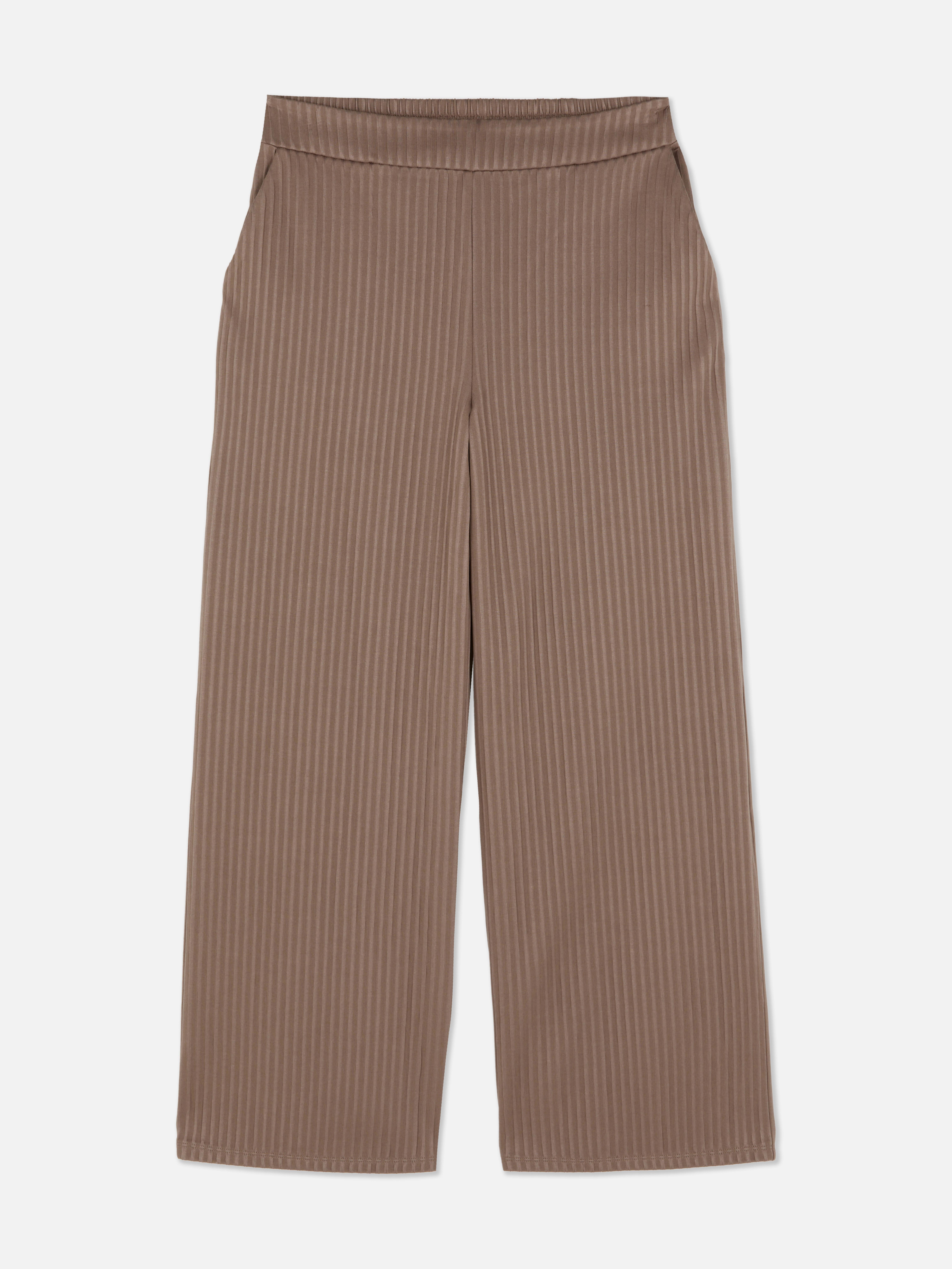 Geribde broek met wijde pijpen The Edit