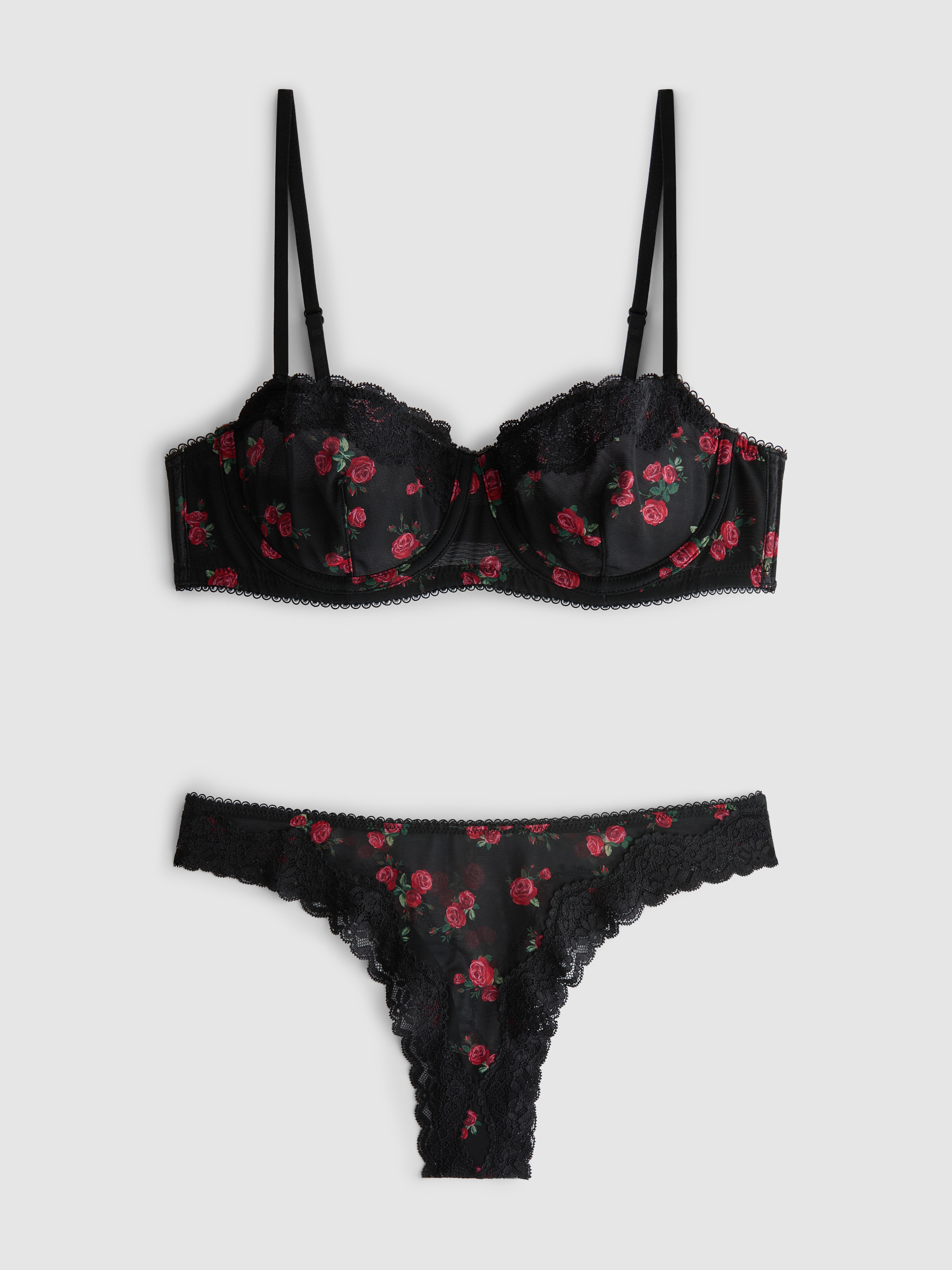 Gebloemde mesh lingerieset zonder vulling